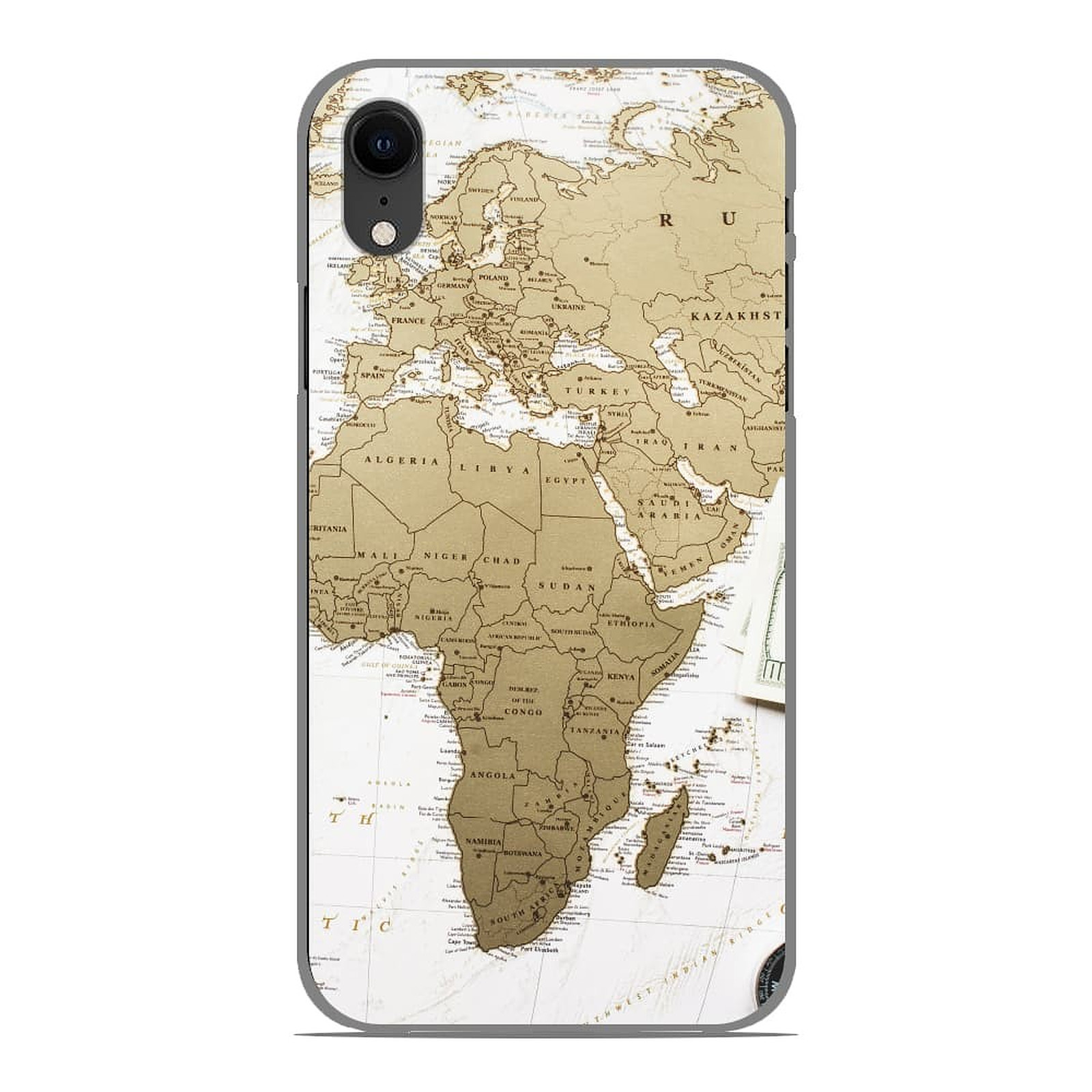 1001 Coques Coque silicone gel Apple iPhone XR motif Map Europe Afrique - Coque telephone 1001Coques