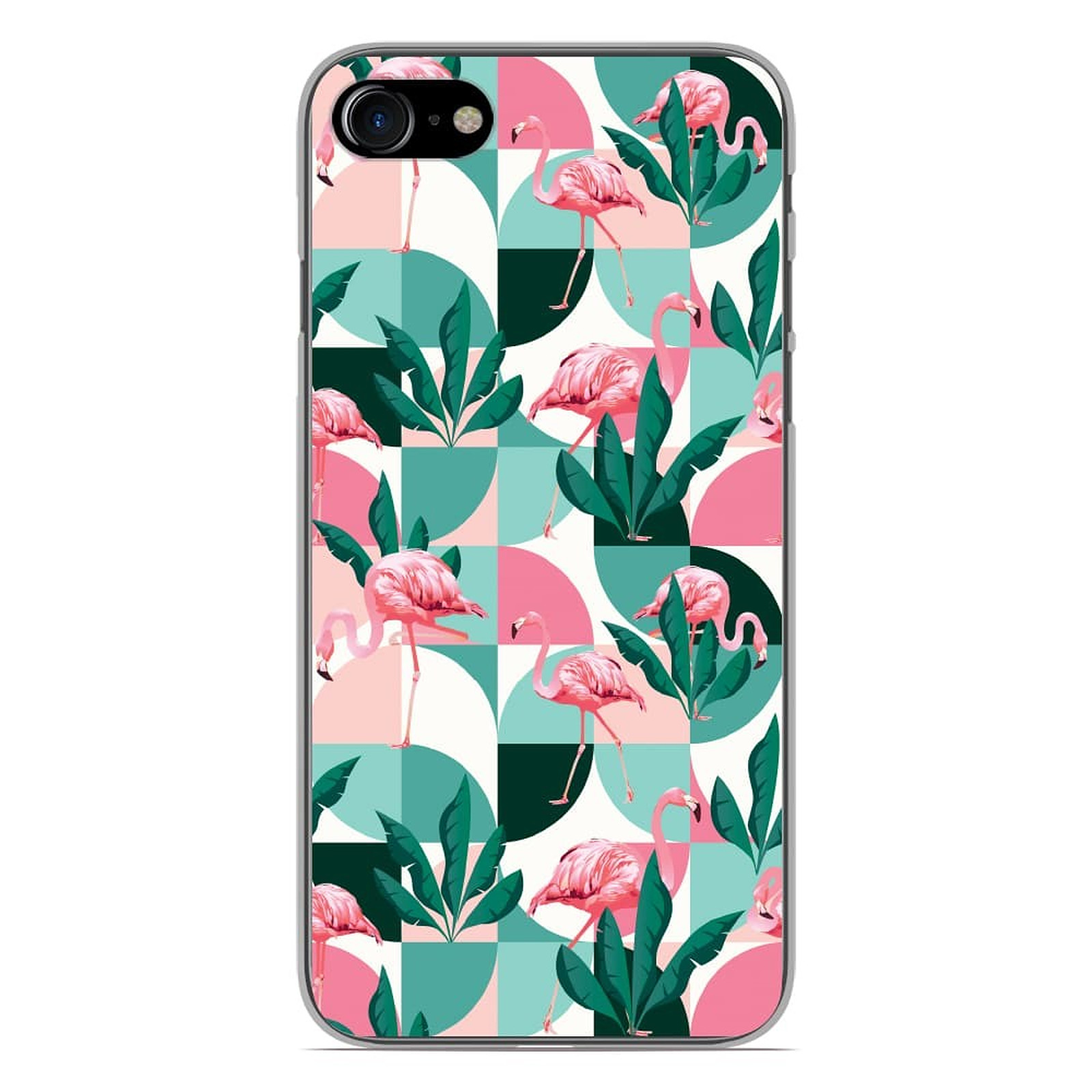 1001 Coques Coque silicone gel Apple iPhone 8 motif Flamants Roses ge´ome´trique - Coque telephone 1001Coques