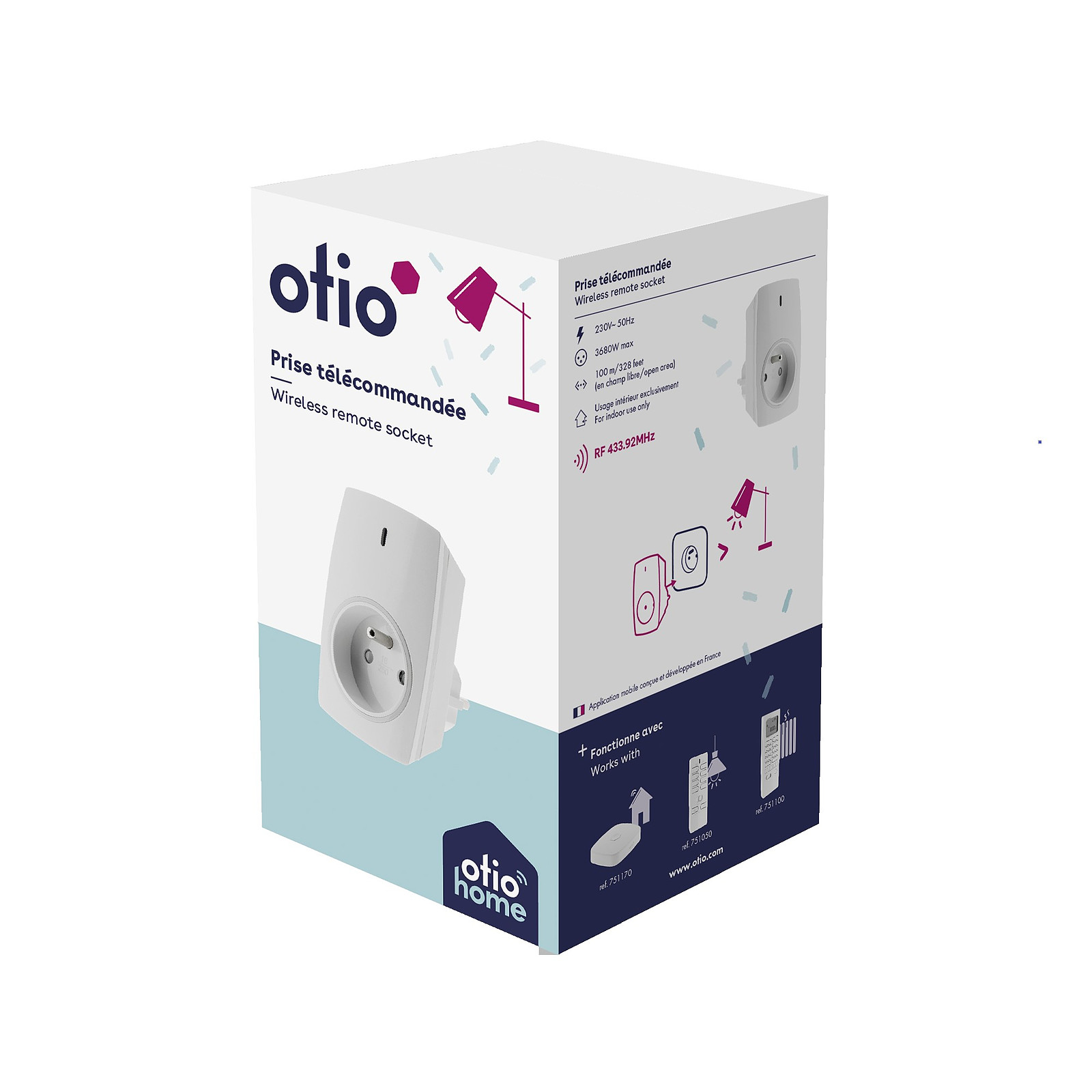 Otio-Prise connectee pilotable a  distance ou avec telecommande - Otio - Prise connectee Otio