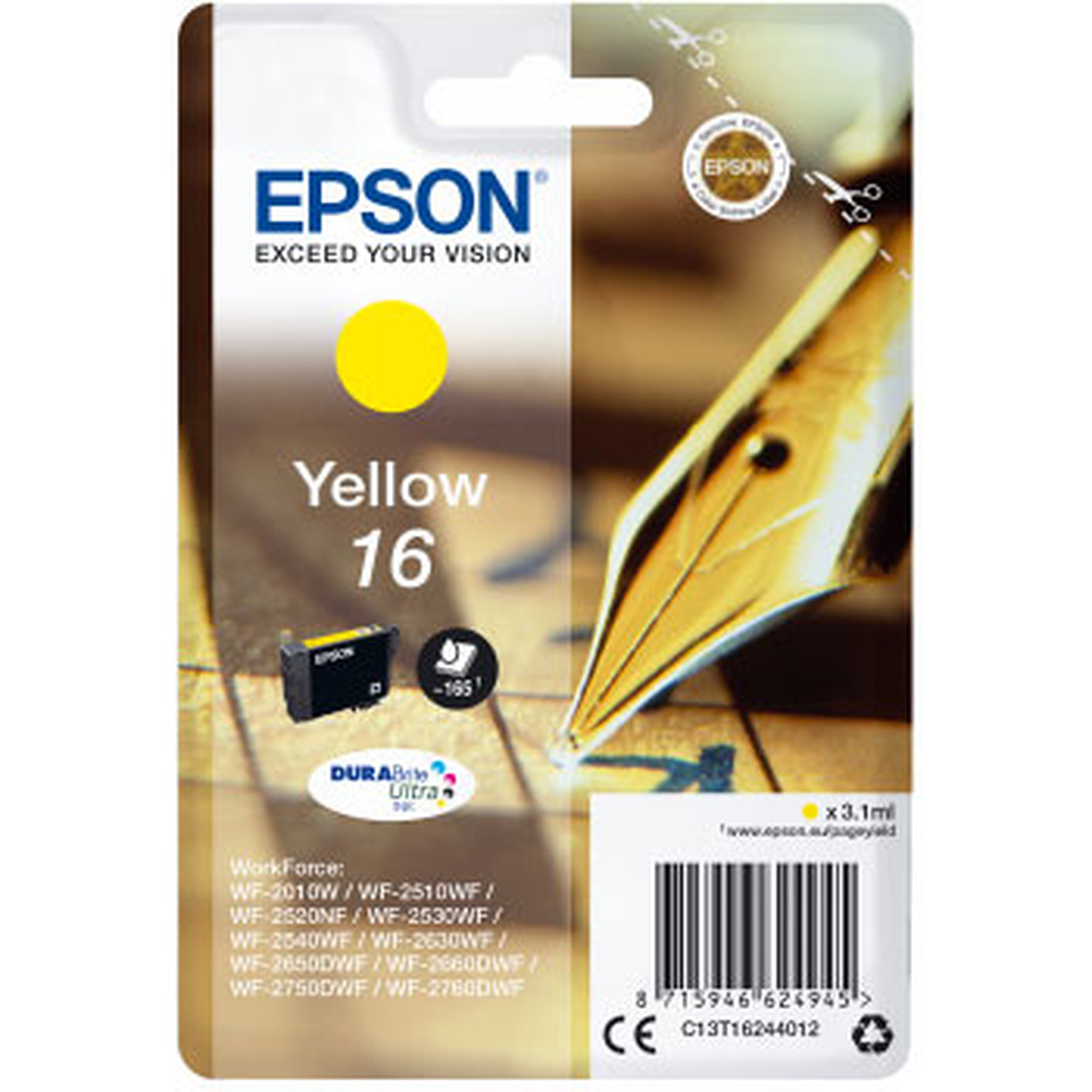 Epson Stylo a  Plume 16 Jaune - Cartouche imprimante Epson