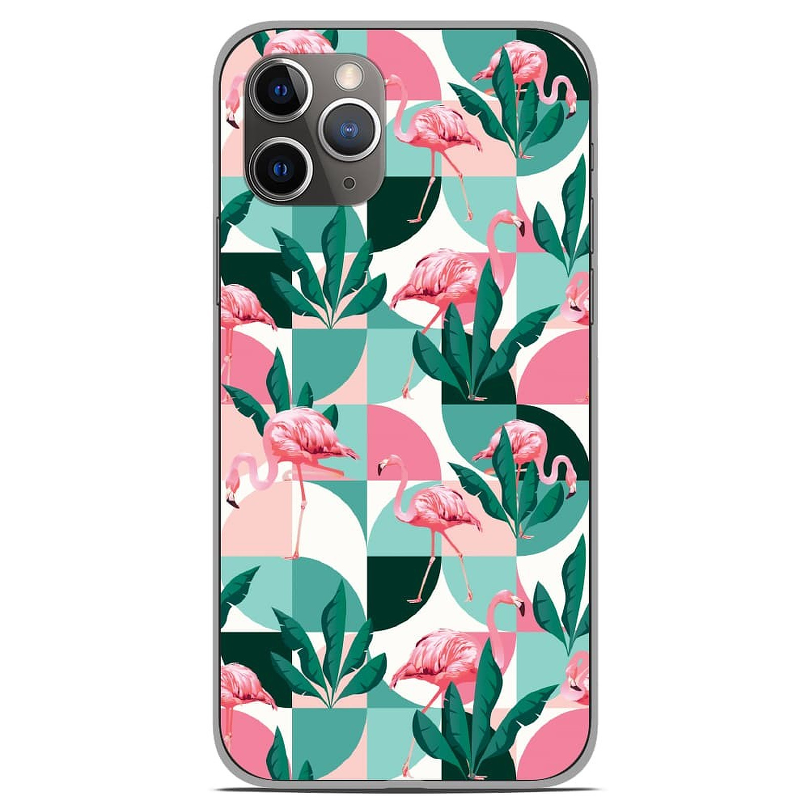 1001 Coques Coque silicone gel Apple iPhone 11 Pro motif Flamants Roses ge´ome´trique - Coque telephone 1001Coques