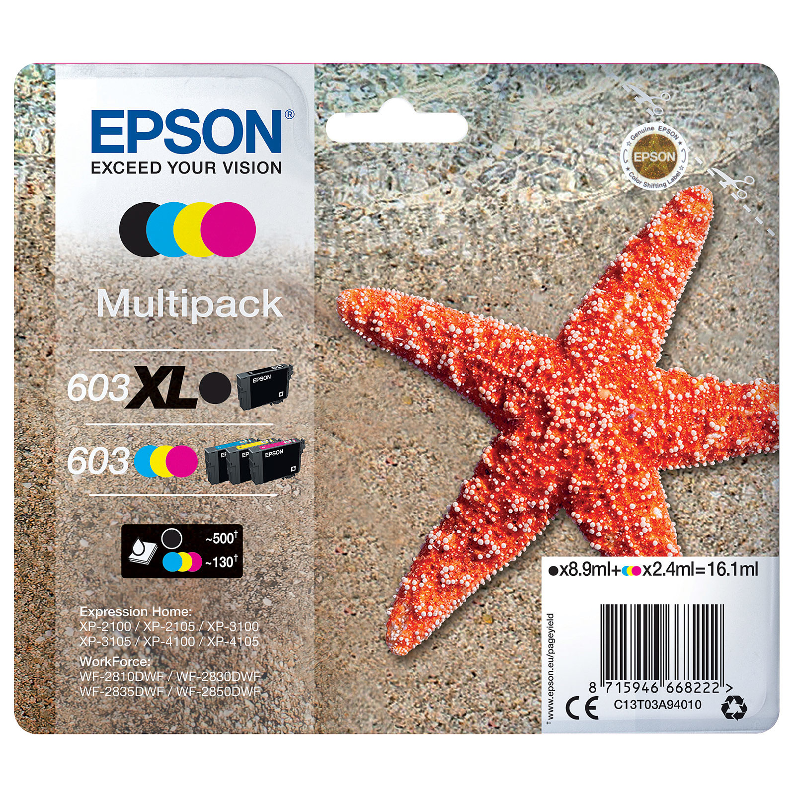 Epson Etoile de mer 603XL Noir / 603 CMJ - Cartouche imprimante Epson