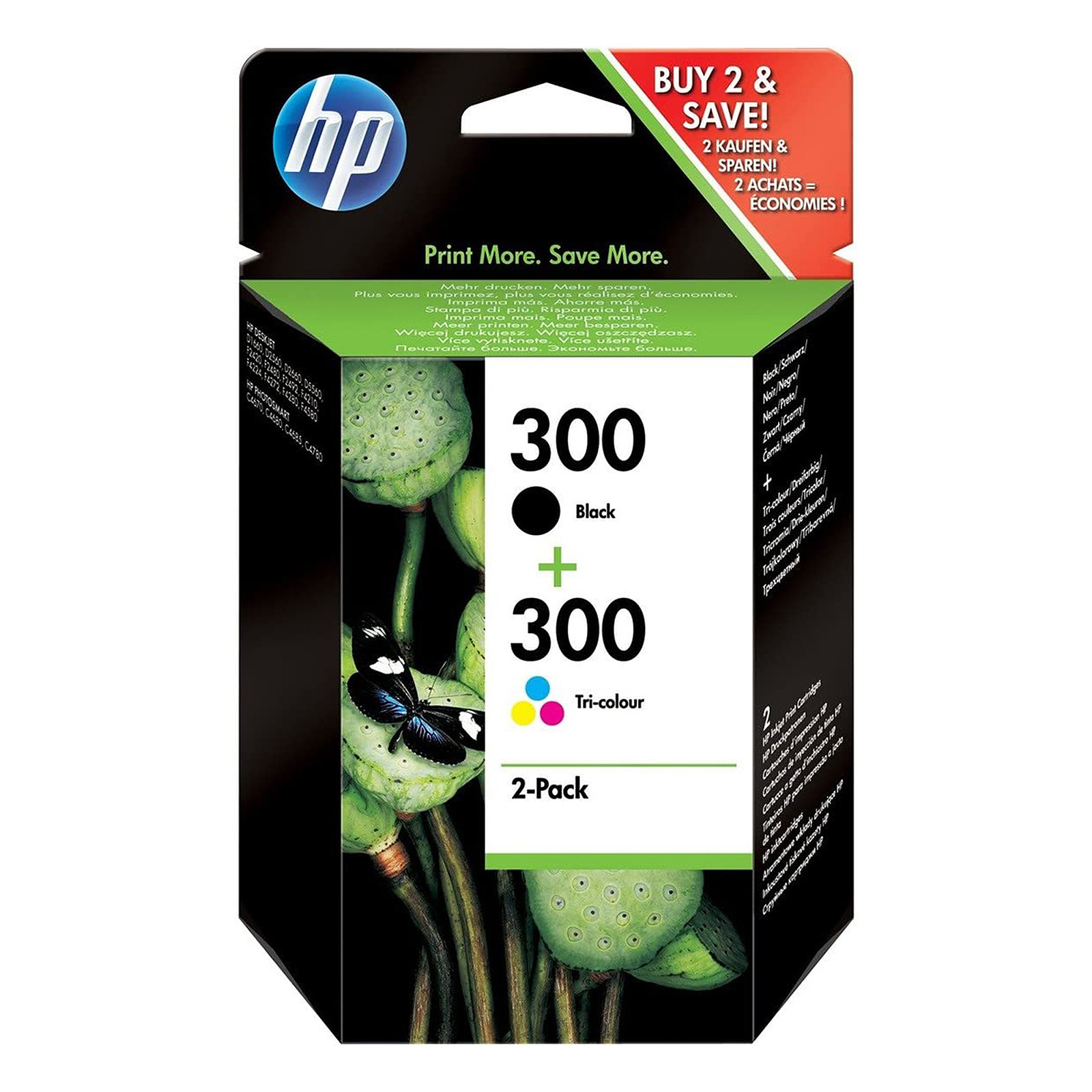 HP 300 Pack de 2 (CN637EE) - Noir/3 Couleurs - Cartouche imprimante HP