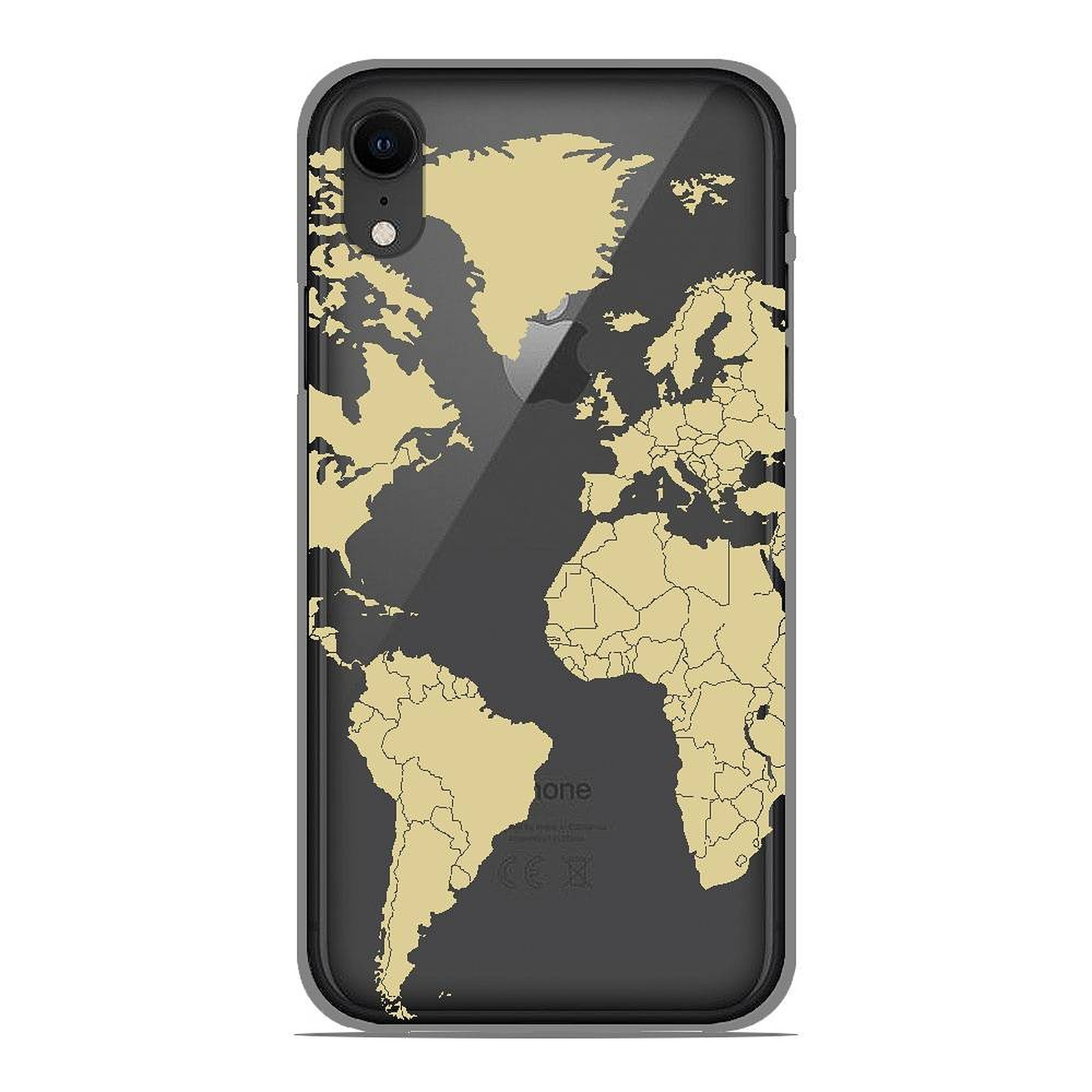 1001 Coques Coque silicone gel Apple iPhone XR motif Map beige - Coque telephone 1001Coques