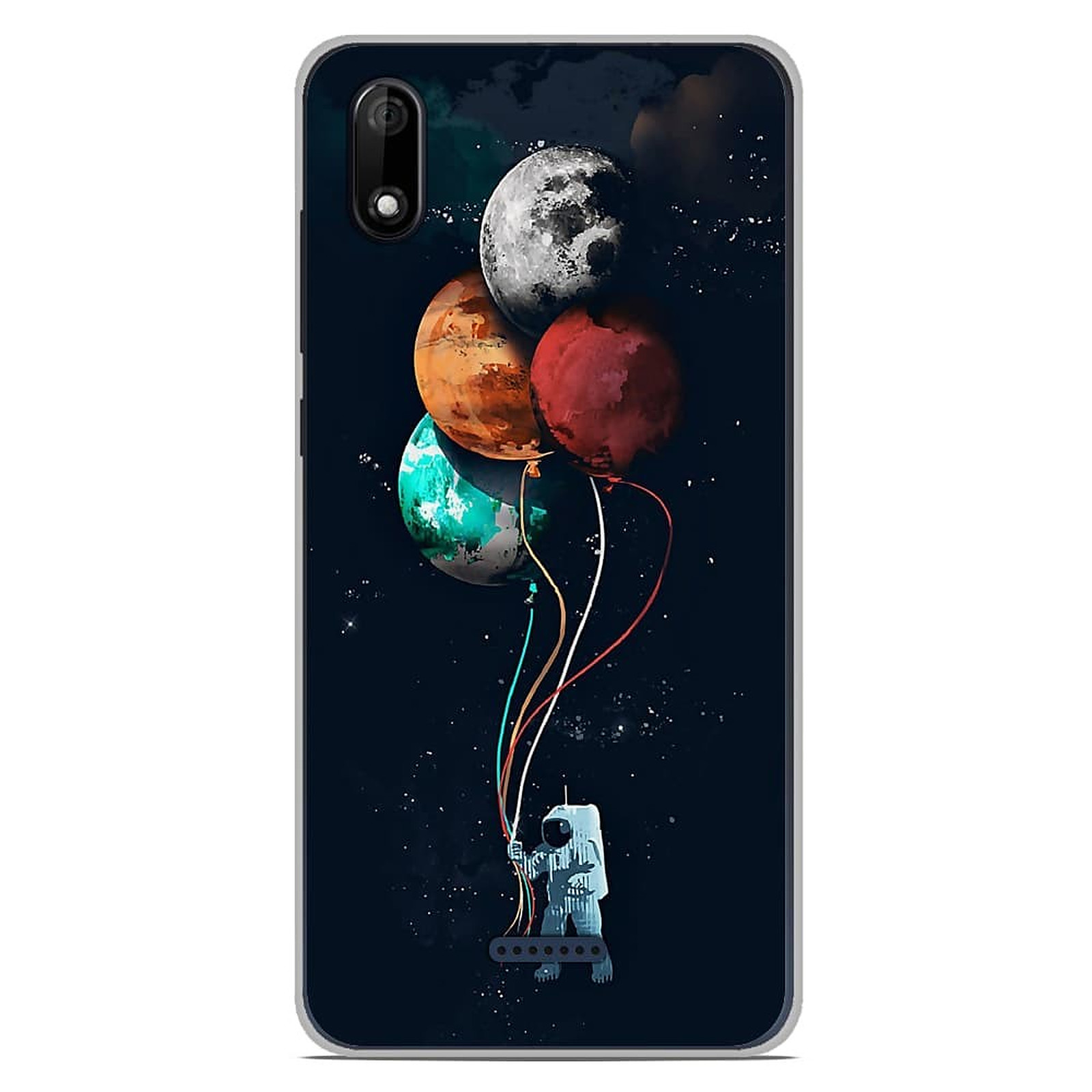 1001 Coques Coque silicone gel Wiko Y80 motif Cosmonaute aux Ballons - Coque telephone 1001Coques