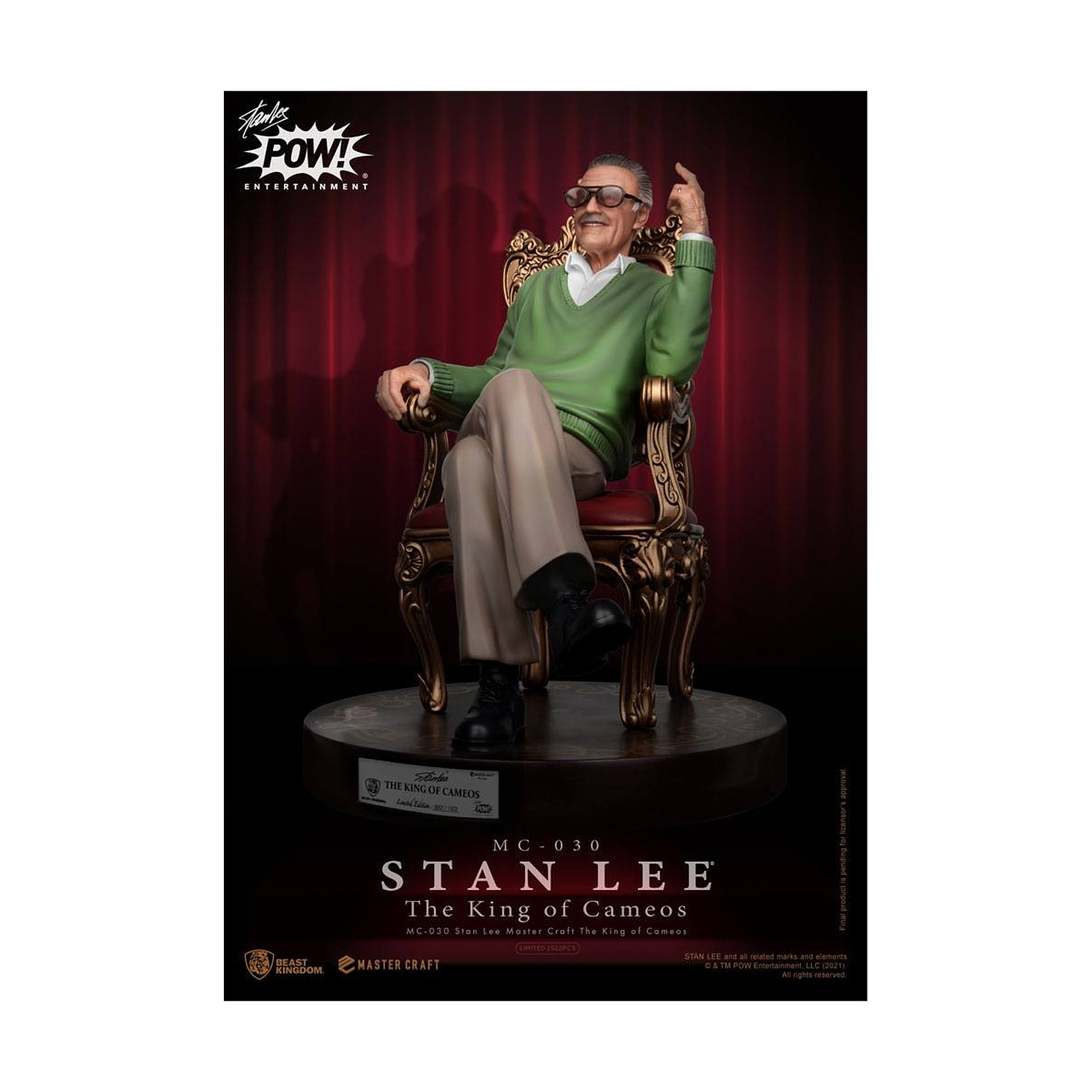Stan Lee - Statuette Master Craft The King of Cameos 33 cm - Figurines Beast Kingdom Toys