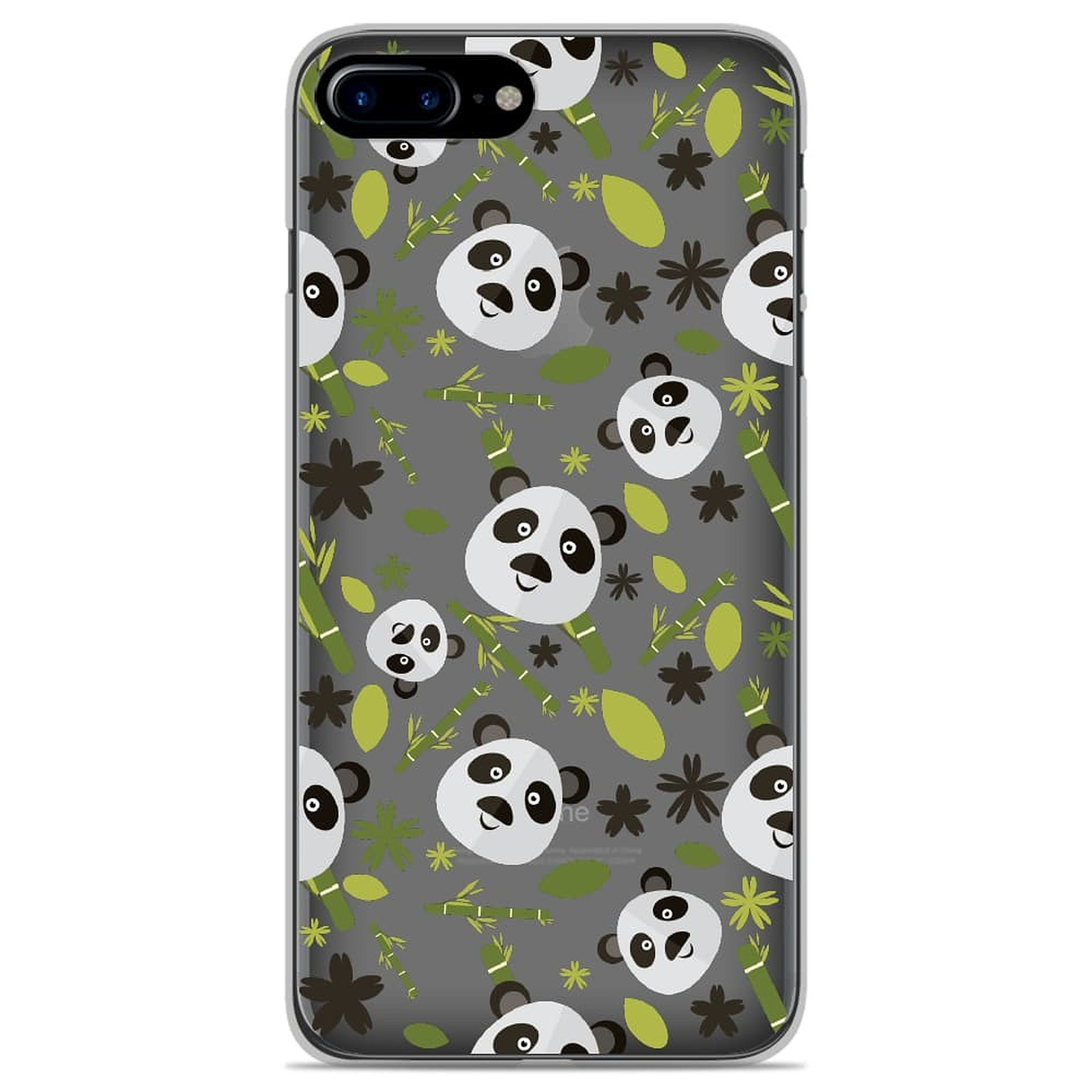 1001 Coques Coque silicone gel Apple iPhone 7 Plus motif Pandas et Bambou - Coque telephone 1001Coques