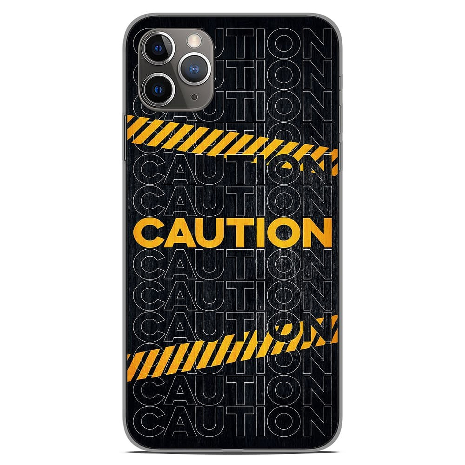 1001 Coques Coque silicone gel Apple iPhone 11 Pro Max motif Caution - Coque telephone 1001Coques