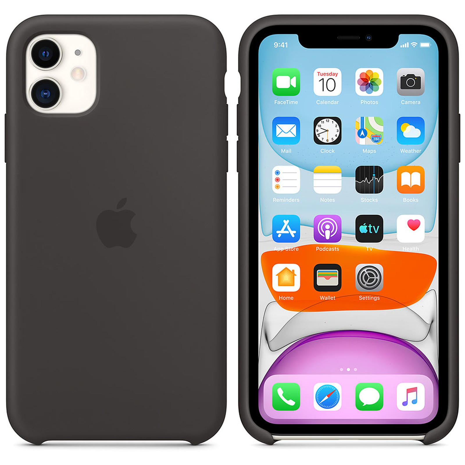 Apple Coque en silicone Noir Apple iPhone 11 - Coque telephone Apple