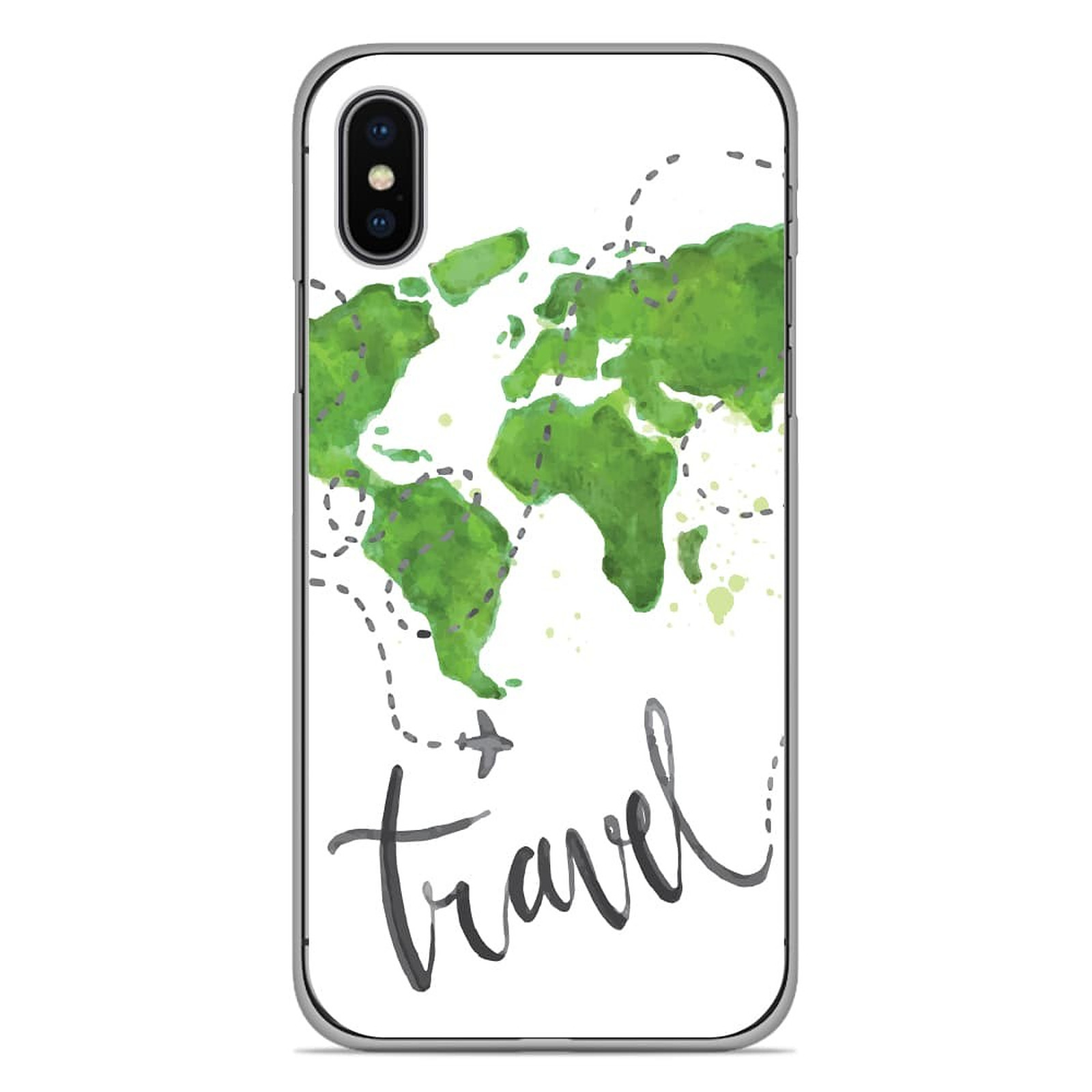 1001 Coques Coque silicone gel Apple iPhone X / XS motif Map Travel - Coque telephone 1001Coques