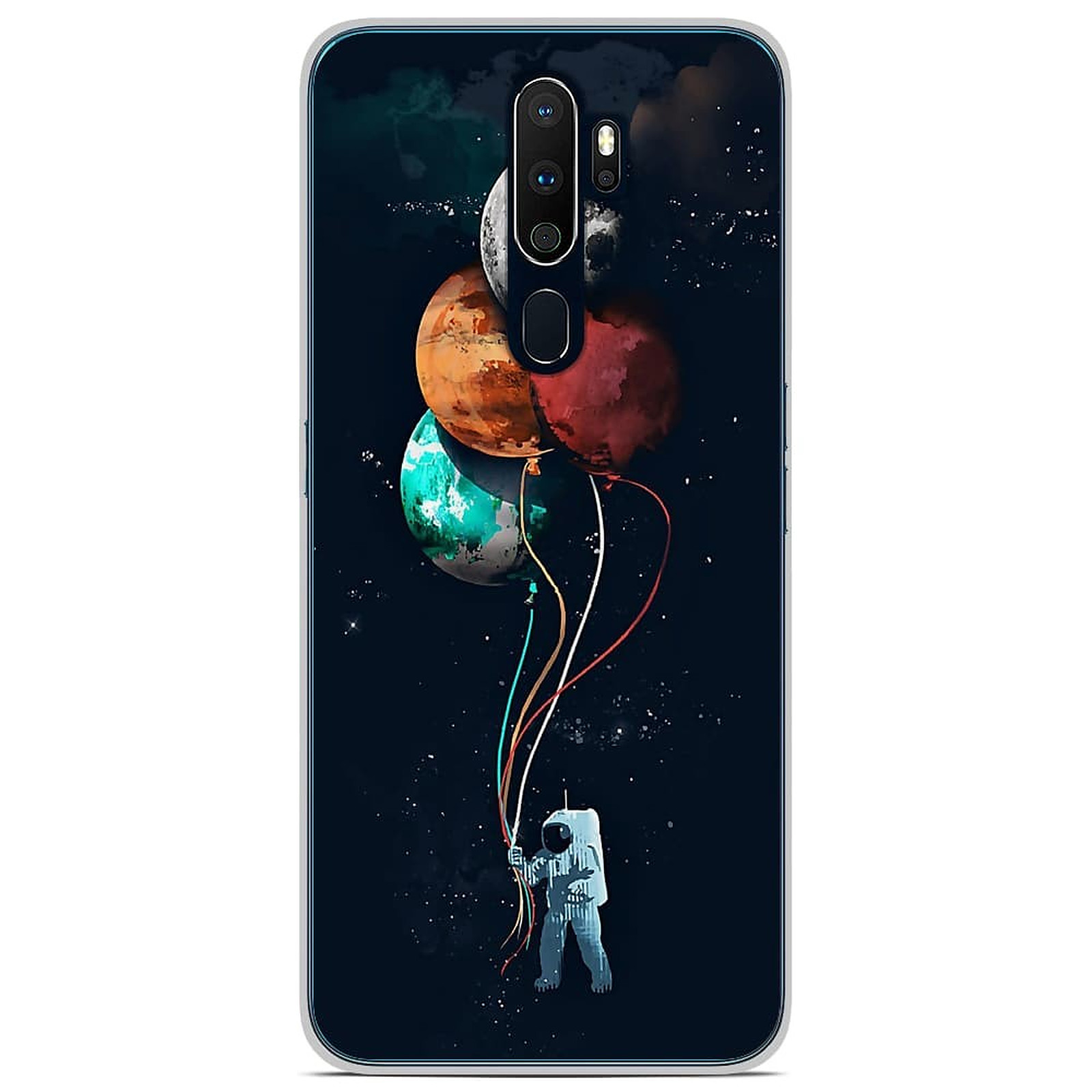 1001 Coques Coque silicone gel Oppo A5 2020 motif Cosmonaute aux Ballons - Coque telephone 1001Coques