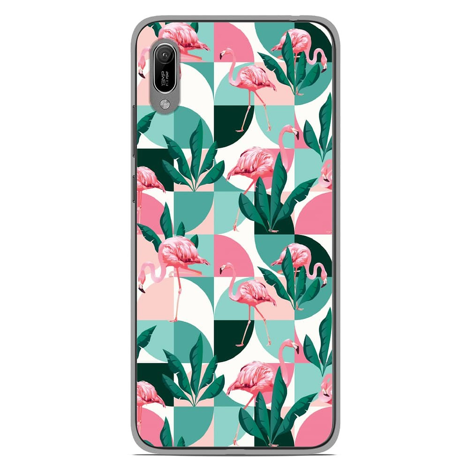 1001 Coques Coque silicone gel Huawei Y6 2019 motif Flamants Roses ge´ome´trique - Coque telephone 1001Coques