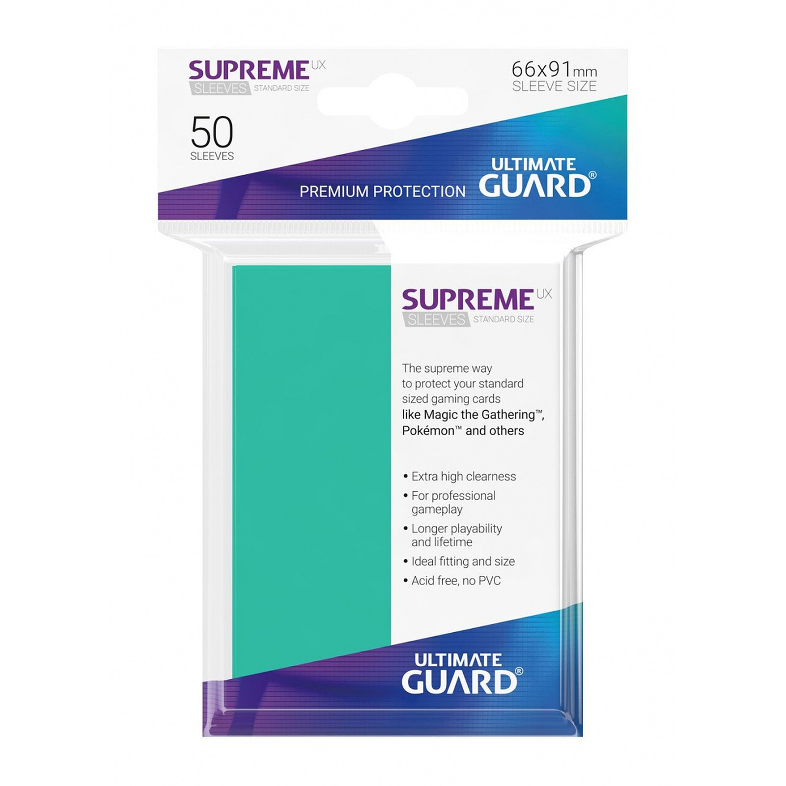 Ultimate Guard - 50 pochettes Supreme UX Sleeves taille standard Turquoise - Accessoire jeux Ultimate Guard