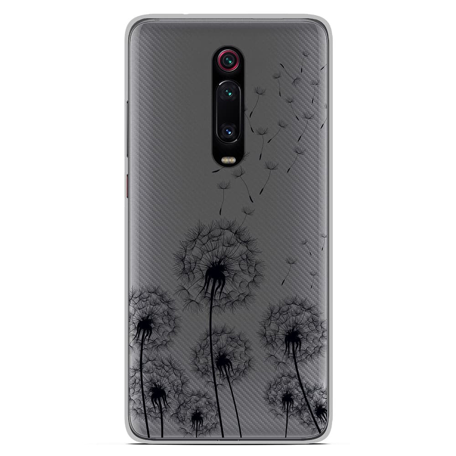 1001 Coques Coque silicone gel Xiaomi Mi 9T motif Pissenlits Noir - Coque telephone 1001Coques