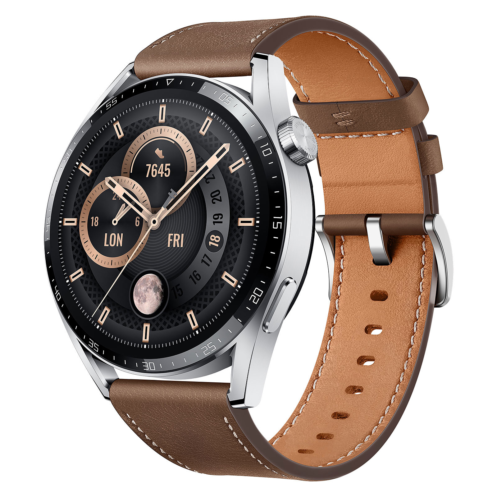 Huawei Watch GT 3 Classic (46 mm / Cuir / Marron) - Montre connectee Huawei