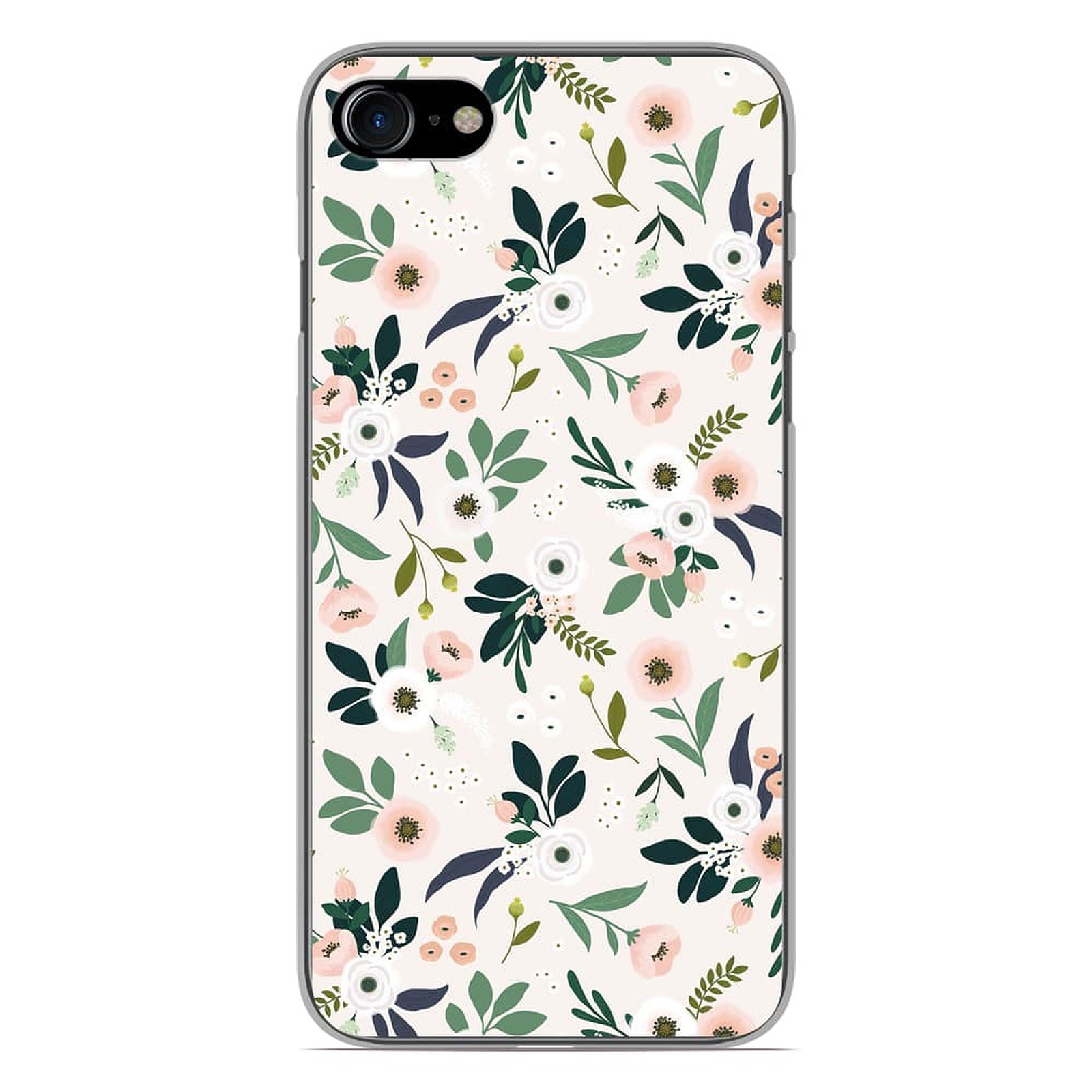 1001 Coques Coque silicone gel Apple iPhone 7 motif Flowers - Coque telephone 1001Coques