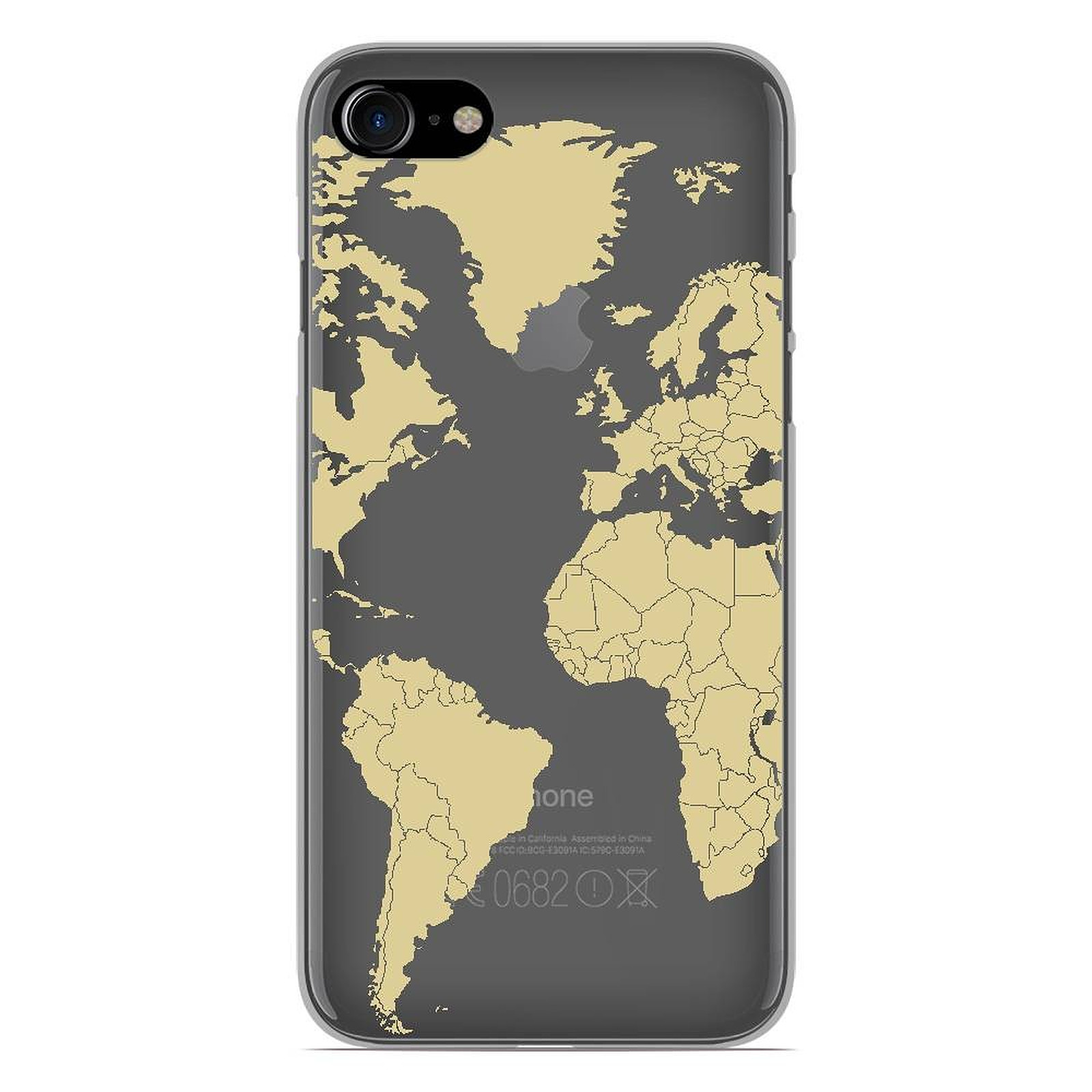 1001 Coques Coque silicone gel Apple iPhone 7 motif Map beige - Coque telephone 1001Coques