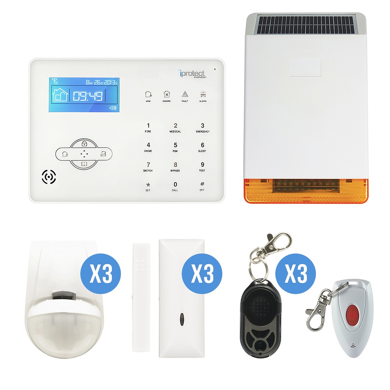 Iprotect - Alarme GSM 15 et sirène soalire ext. - Kit alarme iprotect