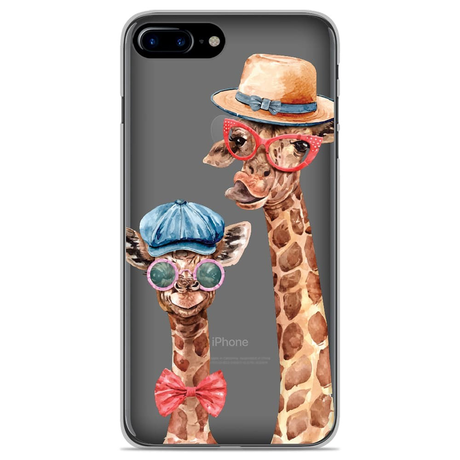 1001 Coques Coque silicone gel Apple iPhone 7 Plus motif Funny Girafe - Coque telephone 1001Coques