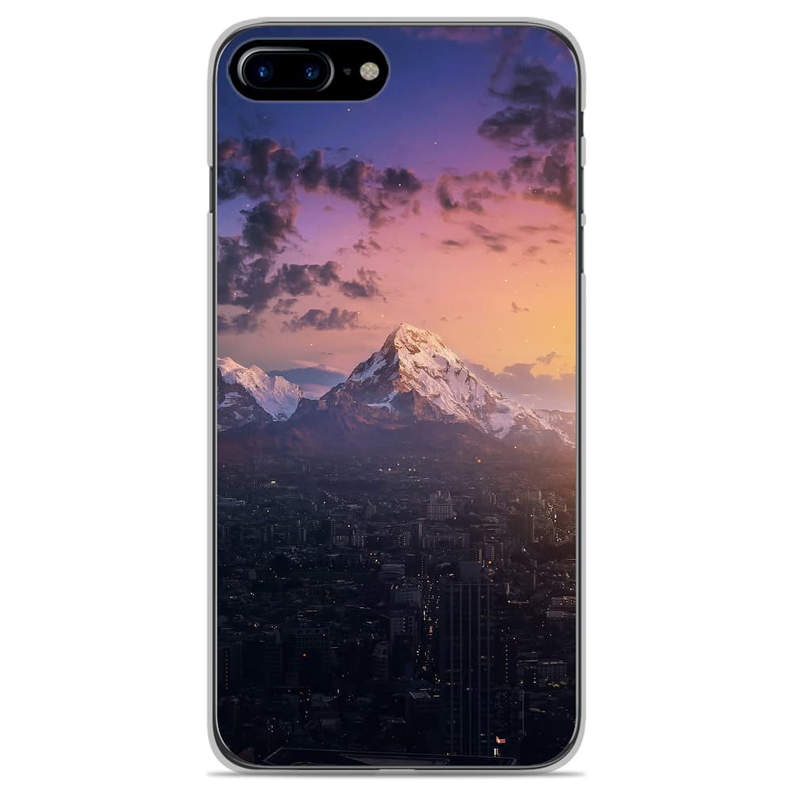 1001 Coques Coque silicone gel Apple iPhone 7 Plus motif Montagnes urbaines - Coque telephone 1001Coques