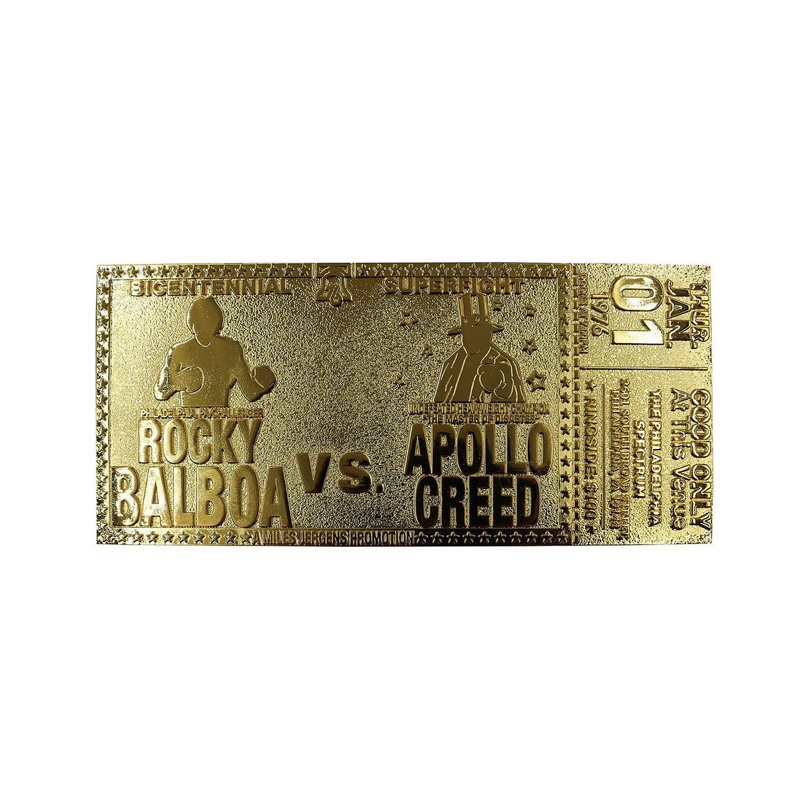 Rocky - Replique 45th Anniversary Bicentennial Superfight Ticket (plaque or) - Figurines Fanattik