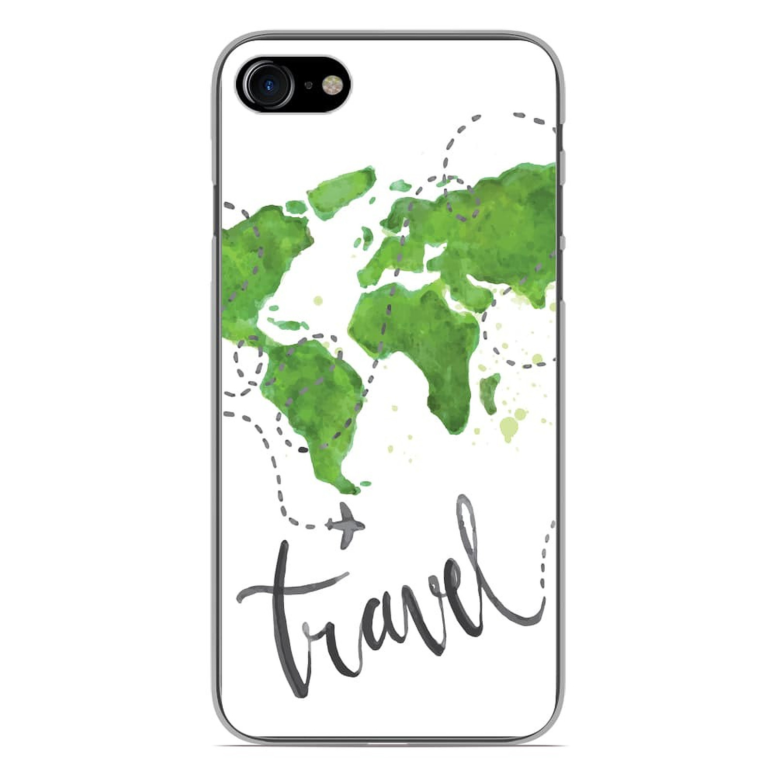 1001 Coques Coque silicone gel Apple iPhone 8 motif Map Travel - Coque telephone 1001Coques