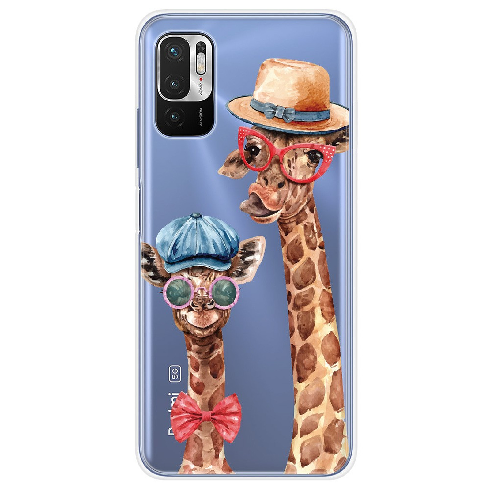 1001 Coques Coque silicone gel compatible Xiaomi Redmi Note 10 5G motif Funny Girafe - Coque telephone 1001Coques