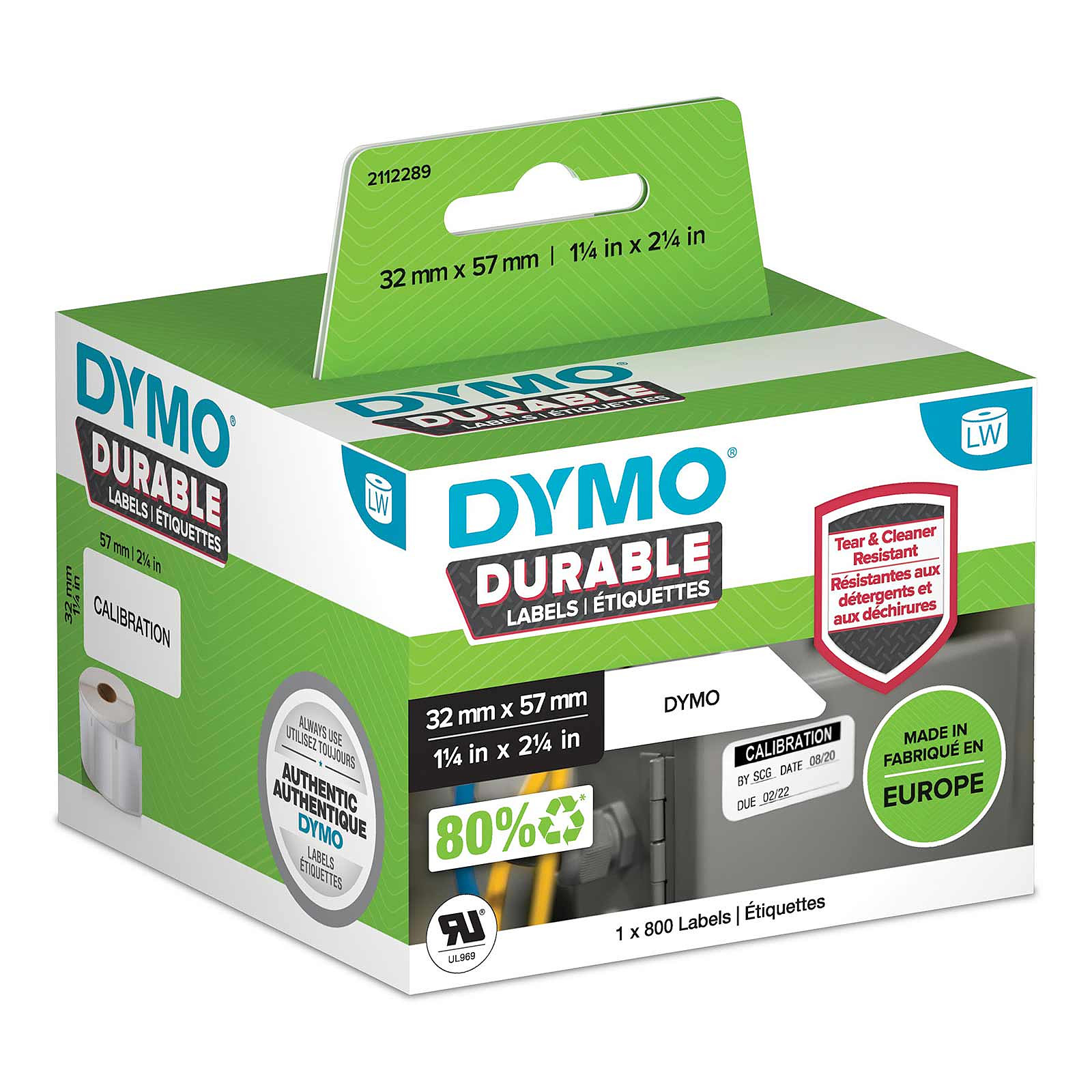 DYMO LW Rouleau d'etiquettes universelles permanentes blanches - 57 x 32 mm - Papier imprimante DYMO