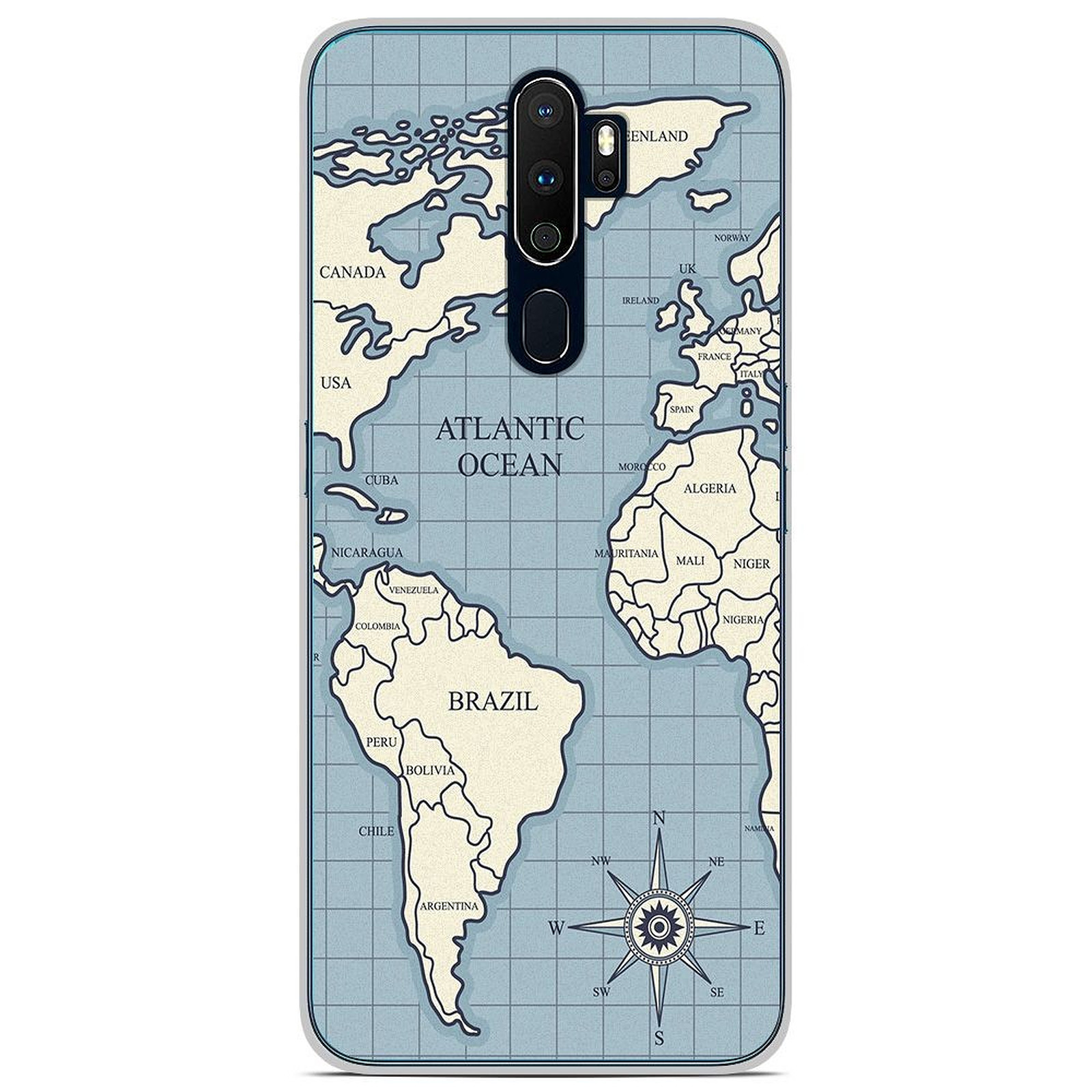 1001 Coques Coque silicone gel Oppo A5 2020 motif Map vintage - Coque telephone 1001Coques