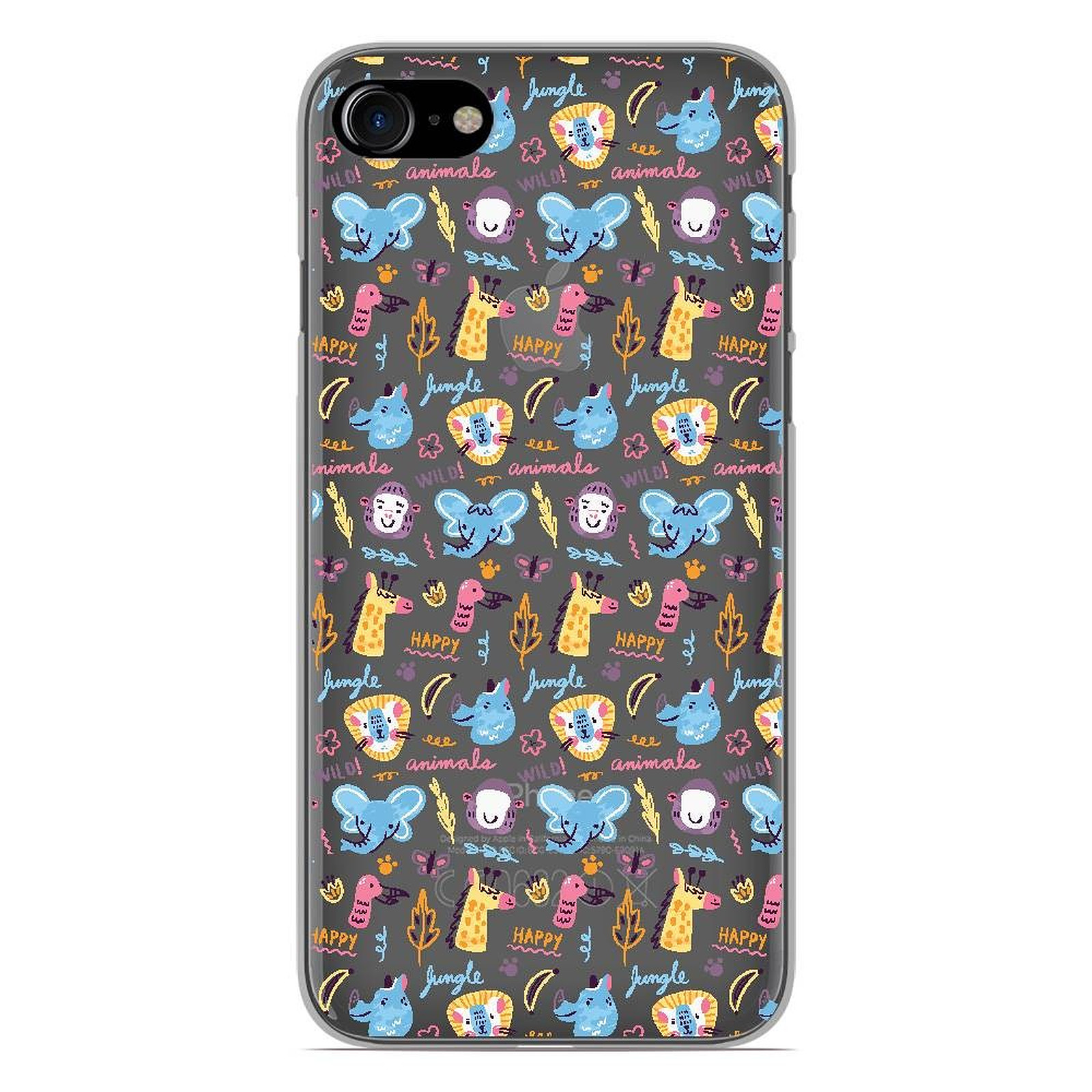 1001 Coques Coque silicone gel Apple iPhone 7 motif Happy animals - Coque telephone 1001Coques