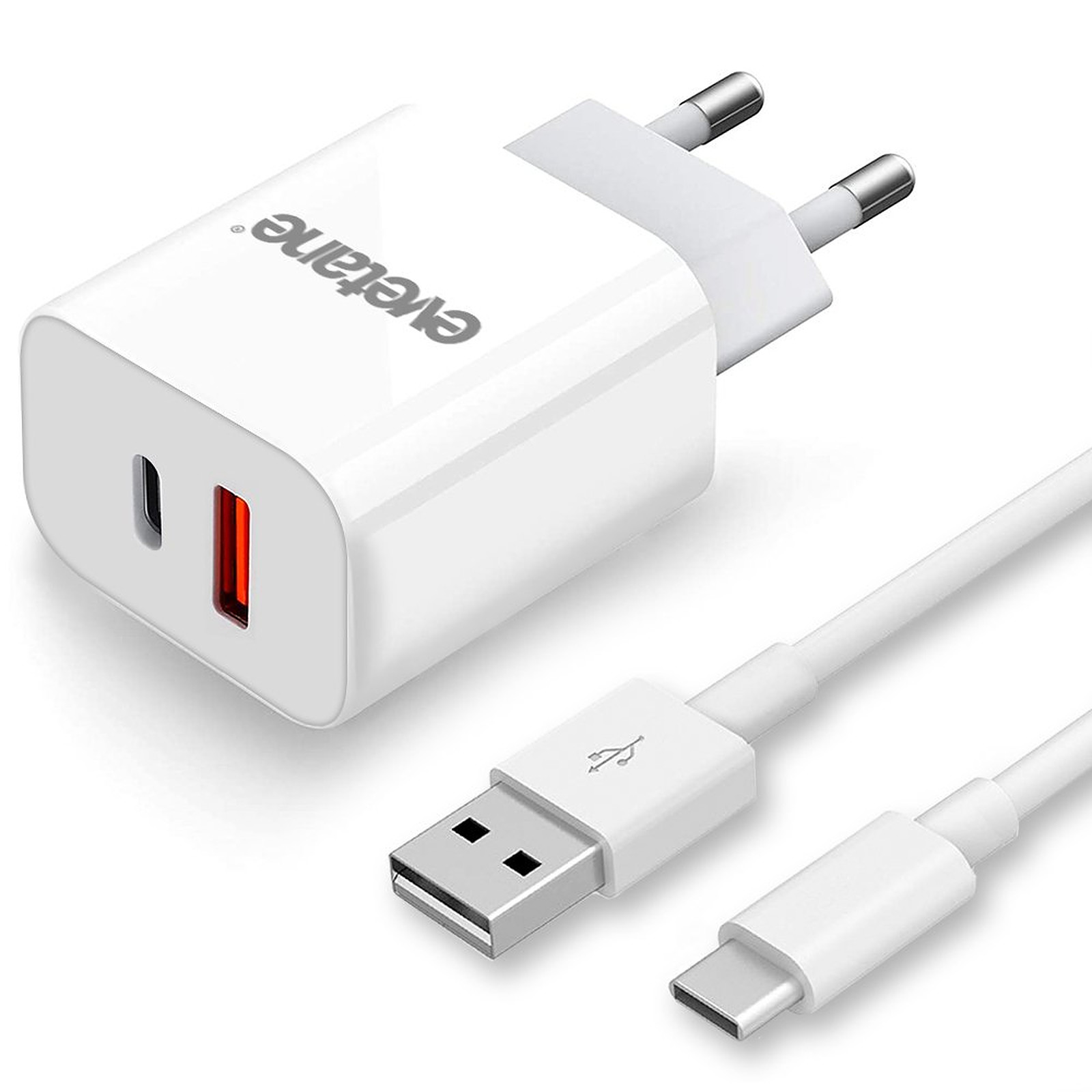 EVETANE Chargeur ultra rapide double Port USB - USB C 20 W avec Cable USB-C - Chargeur telephone Evetane