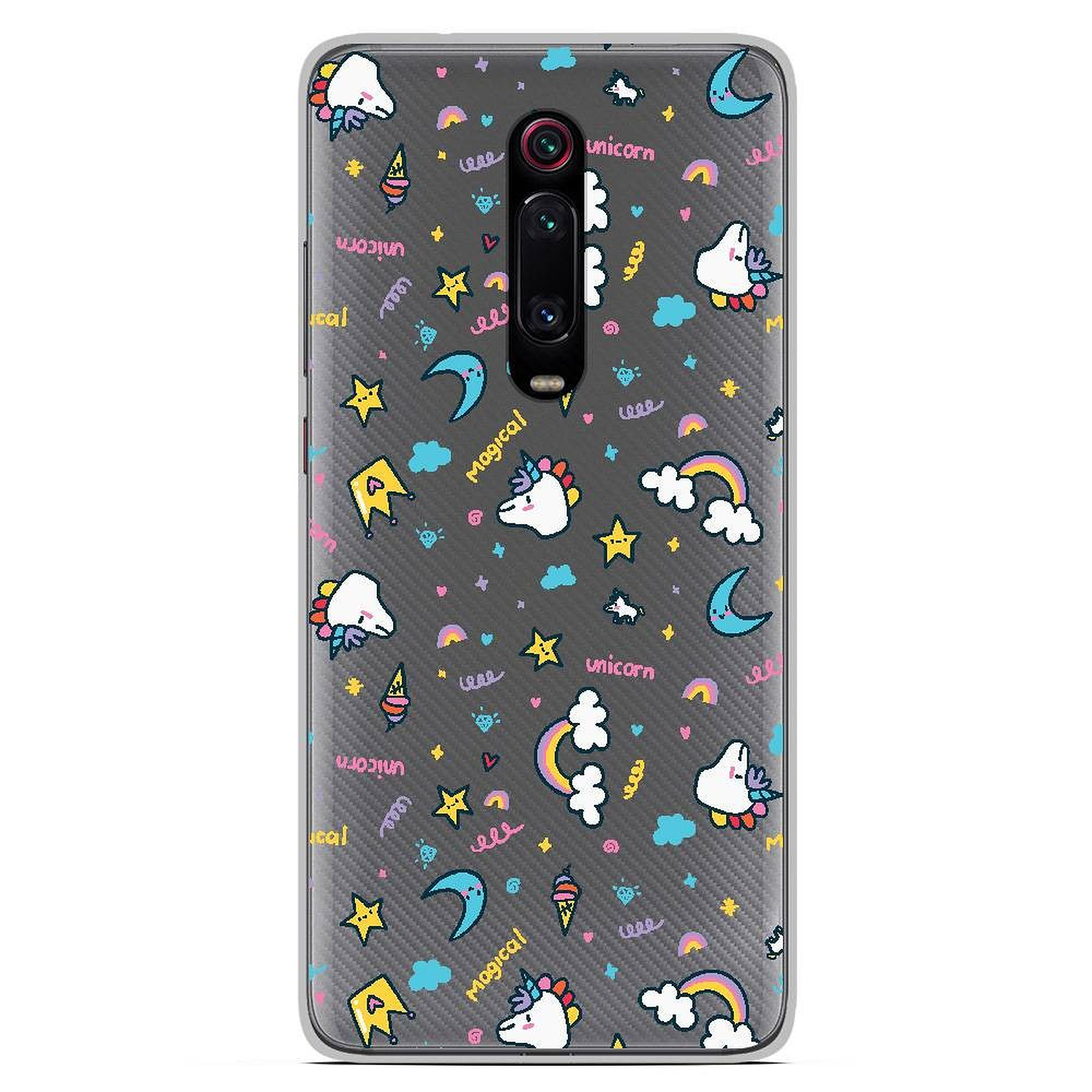 1001 Coques Coque silicone gel Xiaomi Mi 9T motif Licorne rainbow - Coque telephone 1001Coques