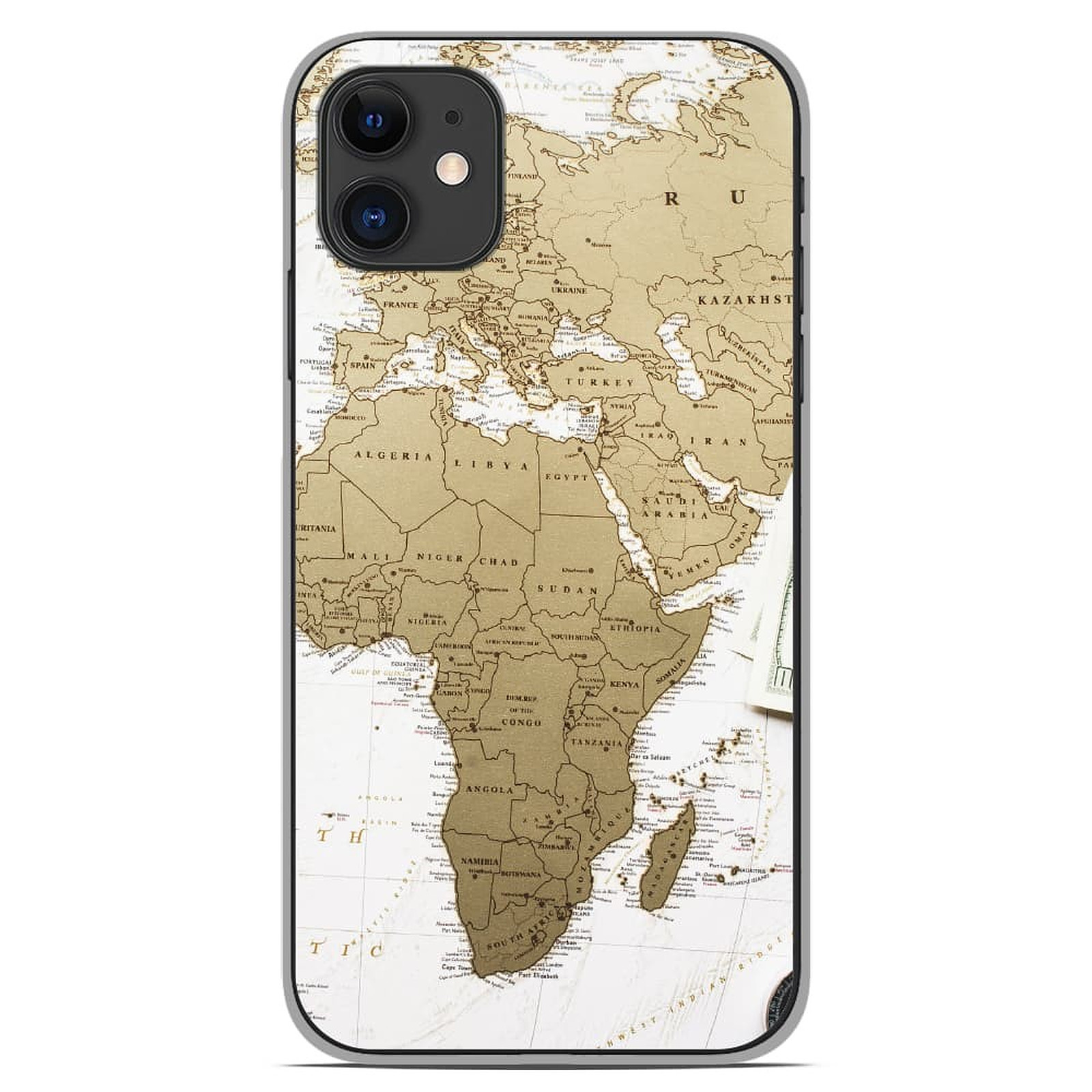 1001 Coques Coque silicone gel Apple iPhone 11 motif Map Europe Afrique - Coque telephone 1001Coques