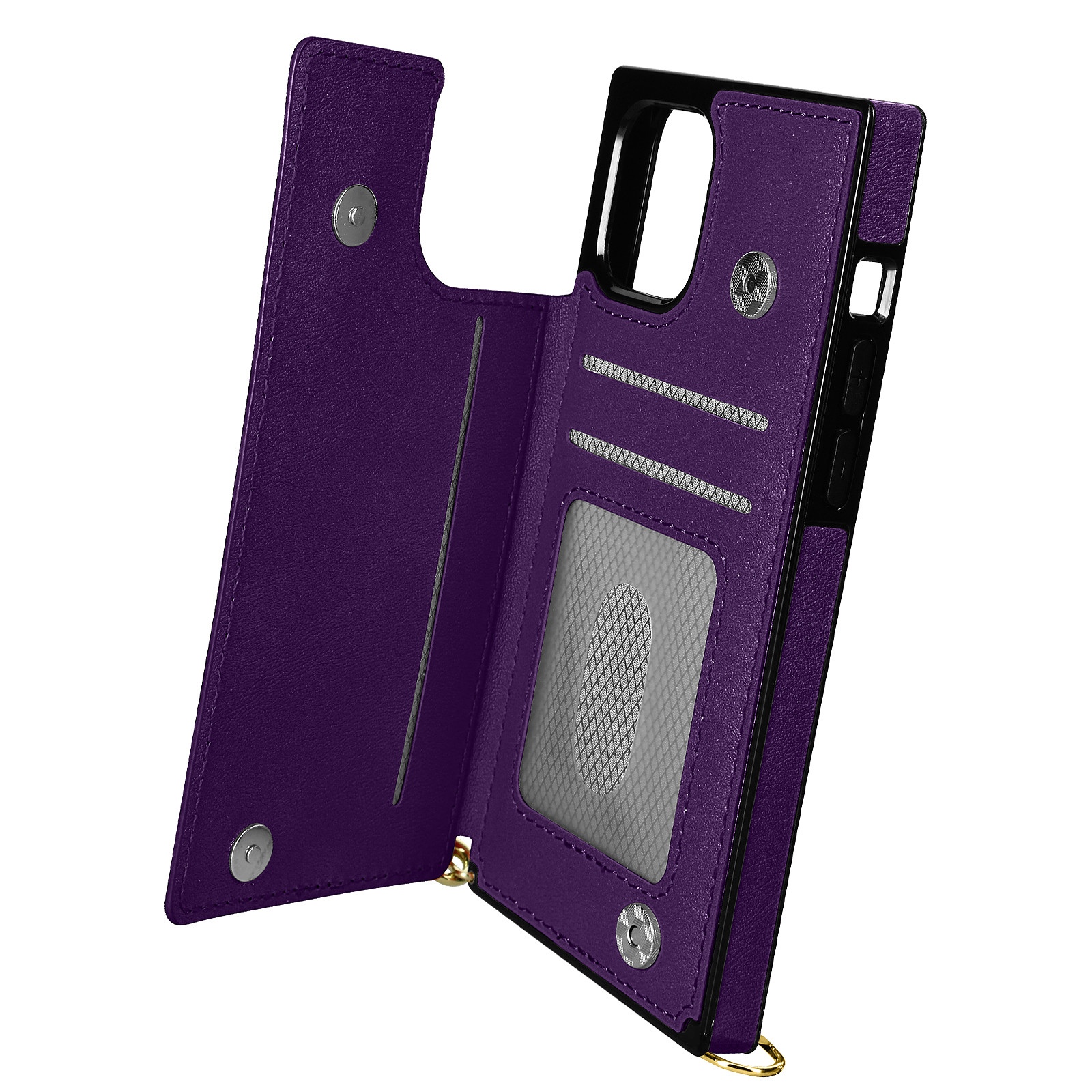 Avizar Coque Cordon pour iPhone 11 Pro avec Porte-cartes Support Video Lanière violet fonce - Coque telephone Avizar