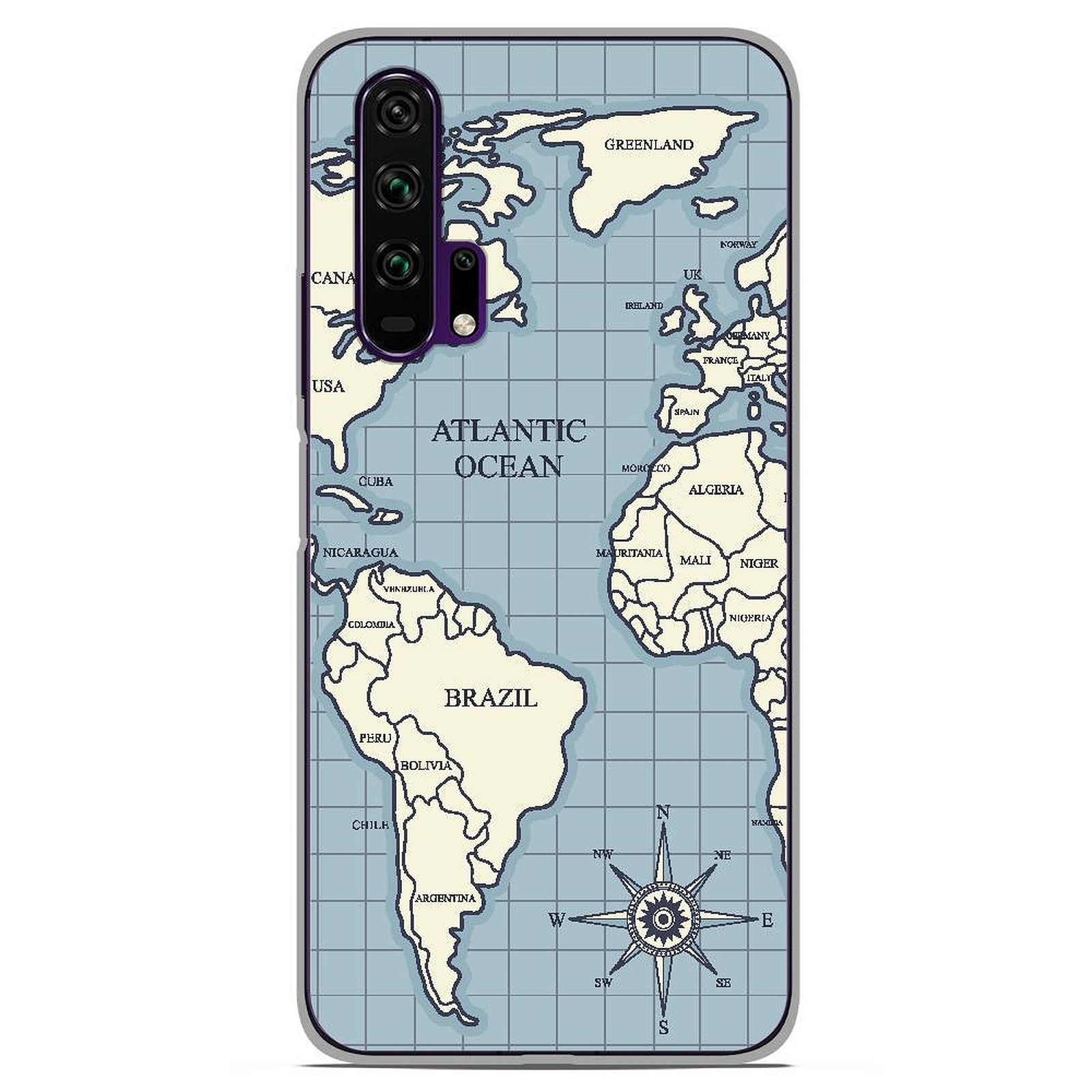 1001 Coques Coque silicone gel Huawei Honor 20 Pro motif Map vintage - Coque telephone 1001Coques