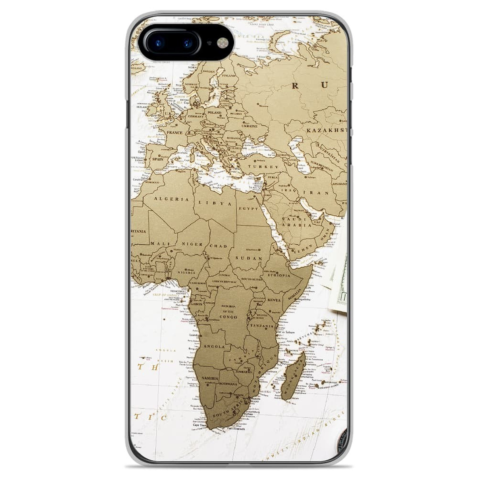 1001 Coques Coque silicone gel Apple iPhone 8 Plus motif Map Europe Afrique - Coque telephone 1001Coques