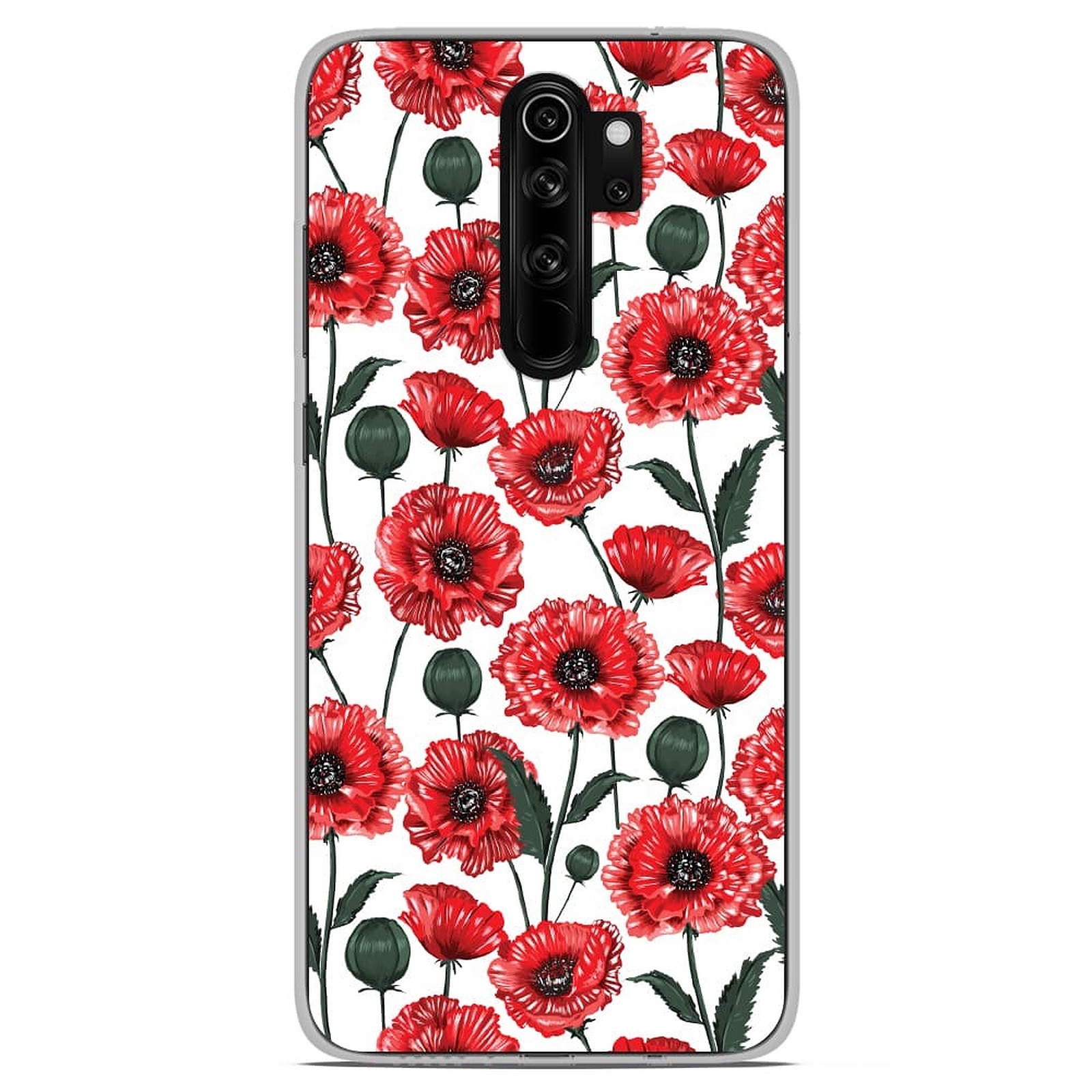 1001 Coques Coque silicone gel Xiaomi Redmi Note 8 Pro motif Fleurs de Pavot - Coque telephone 1001Coques
