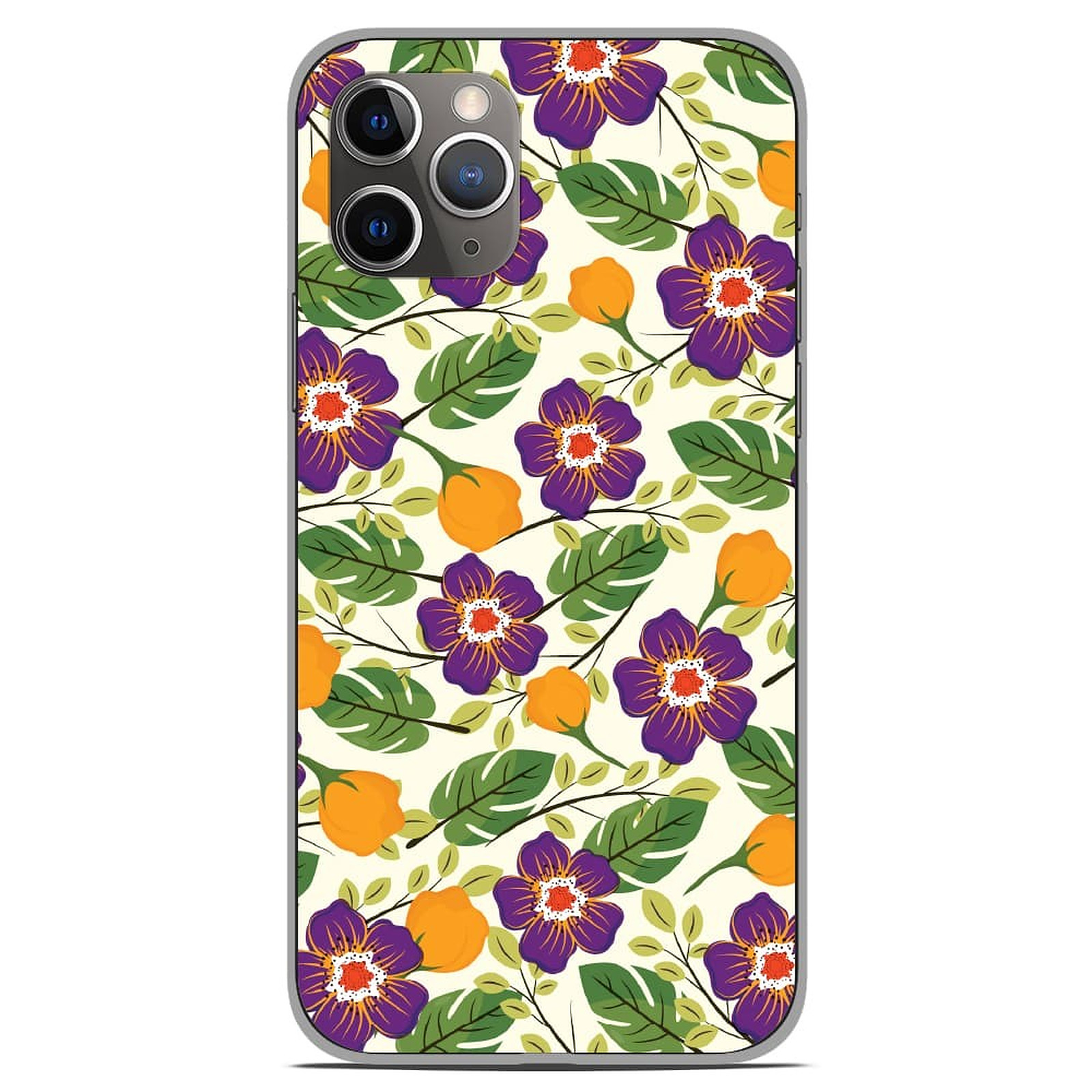 1001 Coques Coque silicone gel Apple iPhone 11 Pro motif Fleurs Violettes - Coque telephone 1001Coques