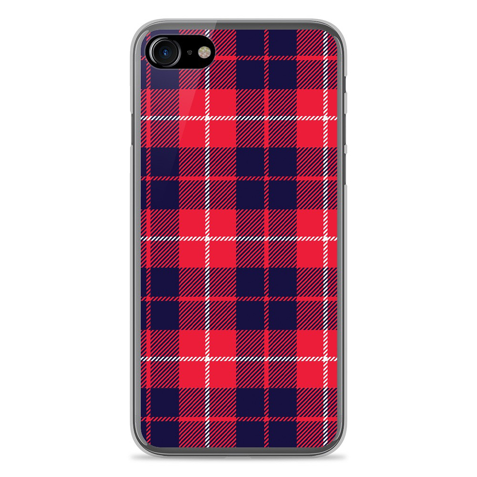 1001 Coques Coque silicone gel Apple IPhone 8 motif Tartan Rouge 2 - Coque telephone 1001Coques