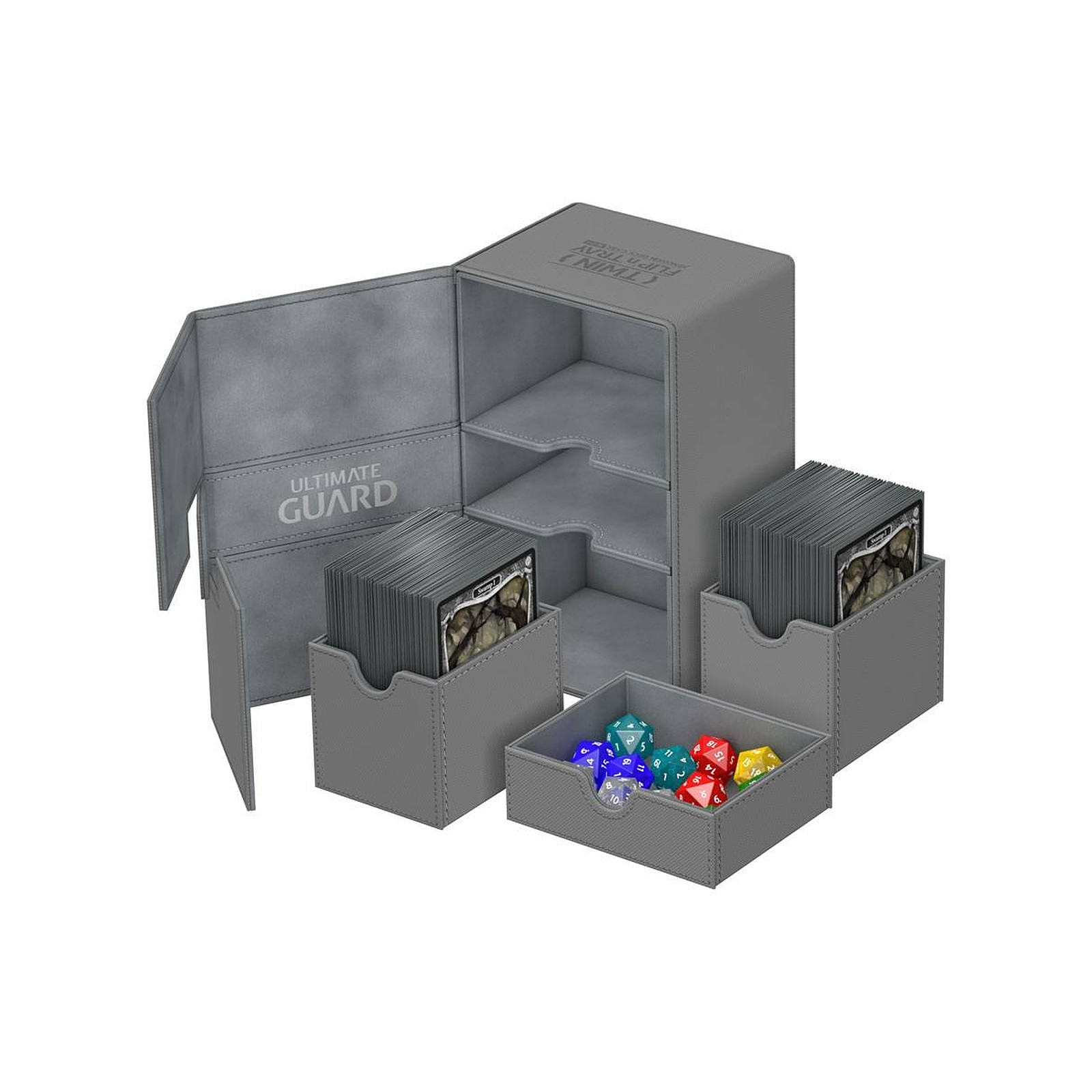 Ultimate Guard - Boite pour cartes Twin Flip'n'Tray Deck Case 160+ taille standard XenoSkin Gri - Accessoire jeux Ultimate Guard