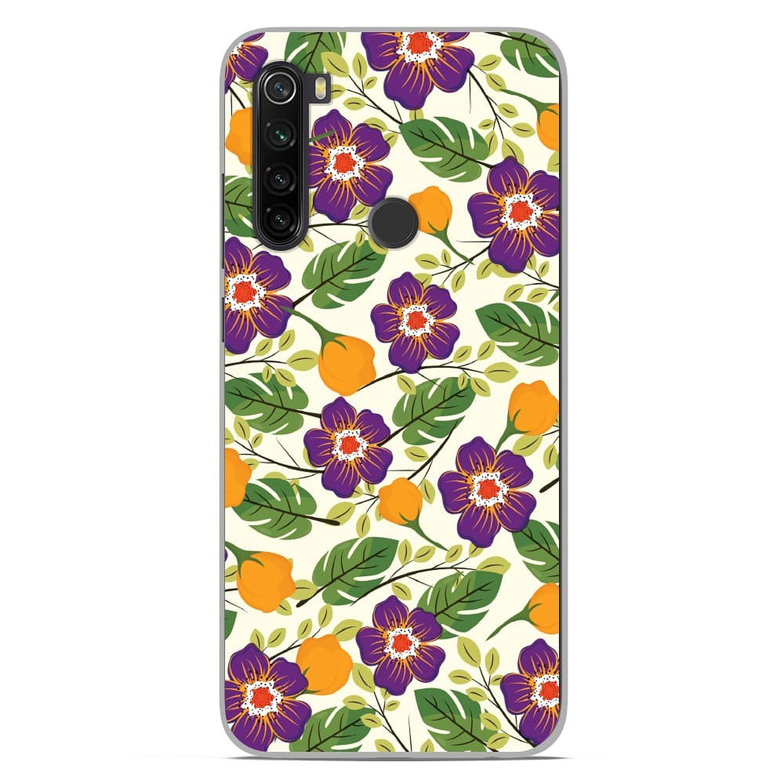 1001 Coques Coque silicone gel Xiaomi Redmi Note 8 motif Fleurs Violettes - Coque telephone 1001Coques