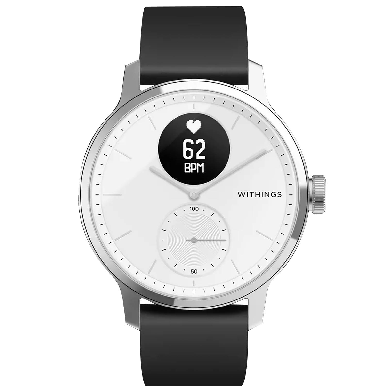 Withings Bracelet Intelligent 42mm Hybride avec ECG et SpO2 Scanwatch Blanc - Montre connectee Withings