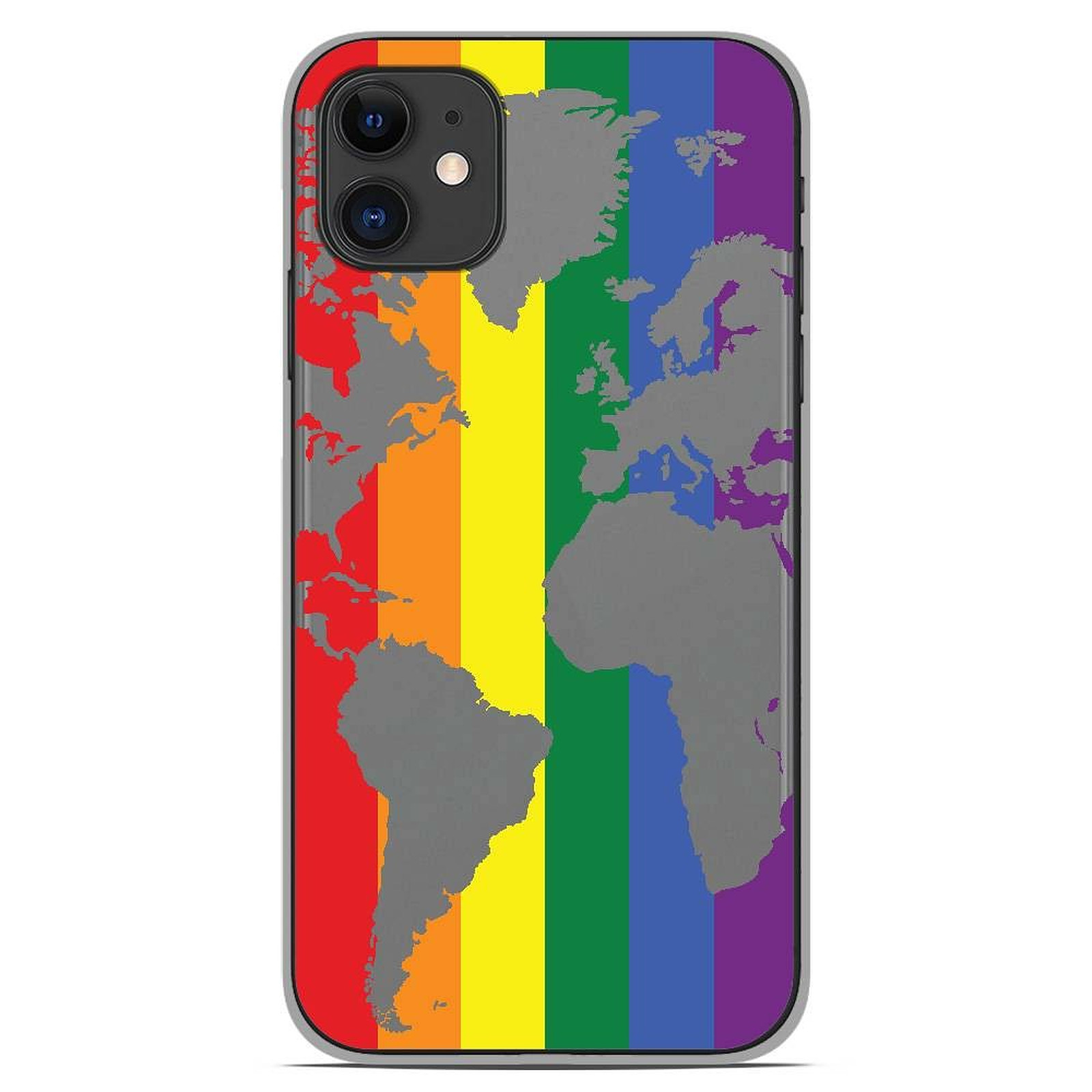 1001 Coques Coque silicone gel Apple iPhone 11 motif Map LGBT - Coque telephone 1001Coques