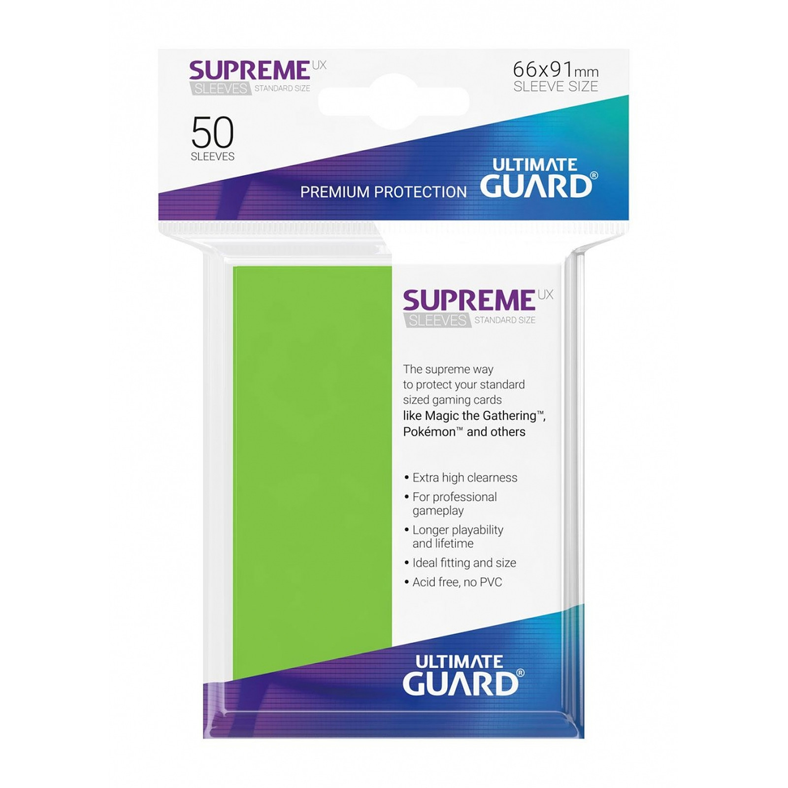 Ultimate Guard - 50 pochettes Supreme UX Sleeves taille standard Vert Clair - Accessoire jeux Ultimate Guard
