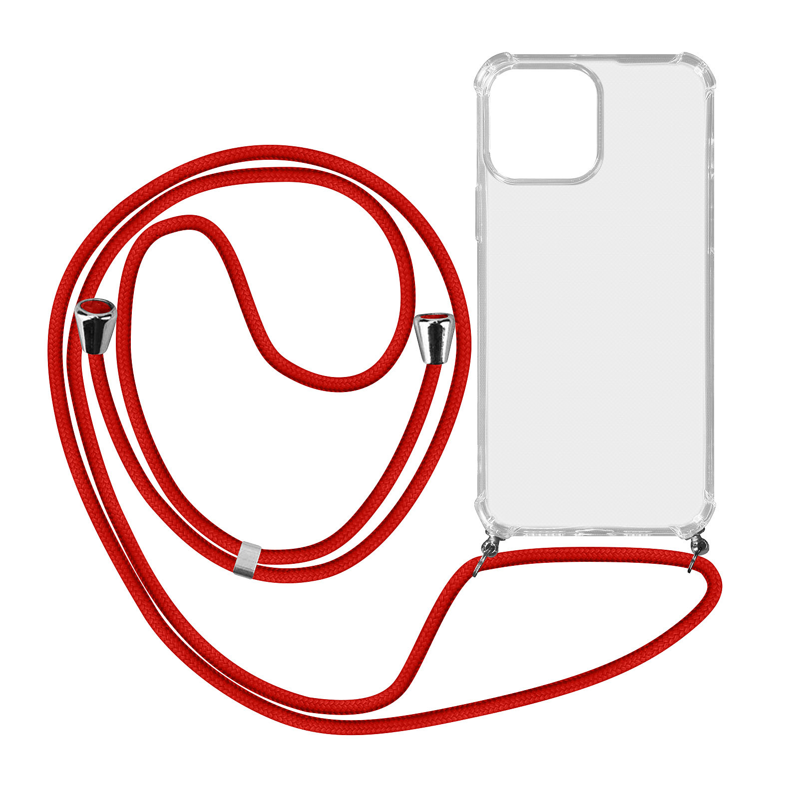 Avizar Coque Cordon Transparente Pour iPhone 13 Pro Max Lanière Amovible Rouge - Coque telephone Avizar