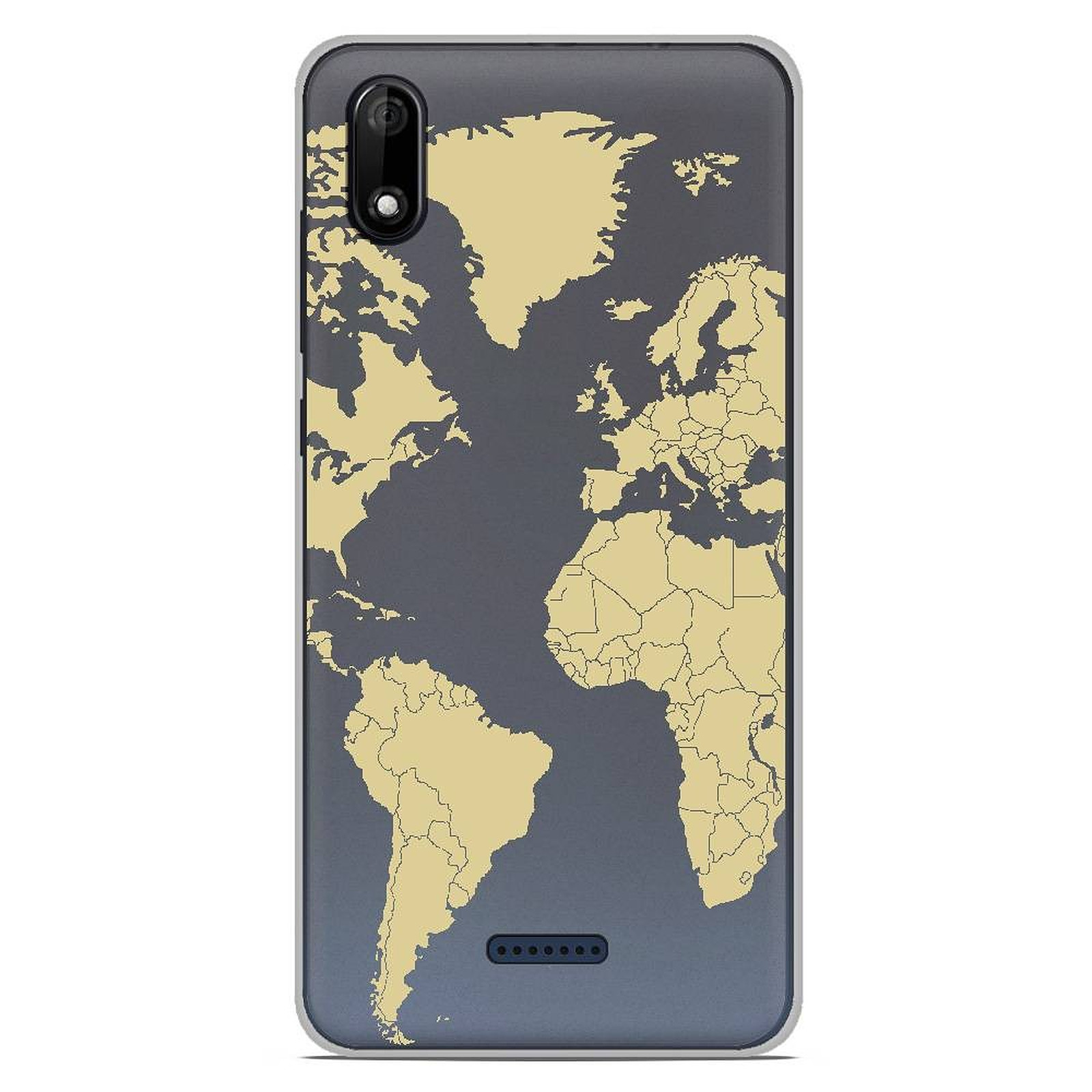 1001 Coques Coque silicone gel Wiko Y80 motif Map beige - Coque telephone 1001Coques