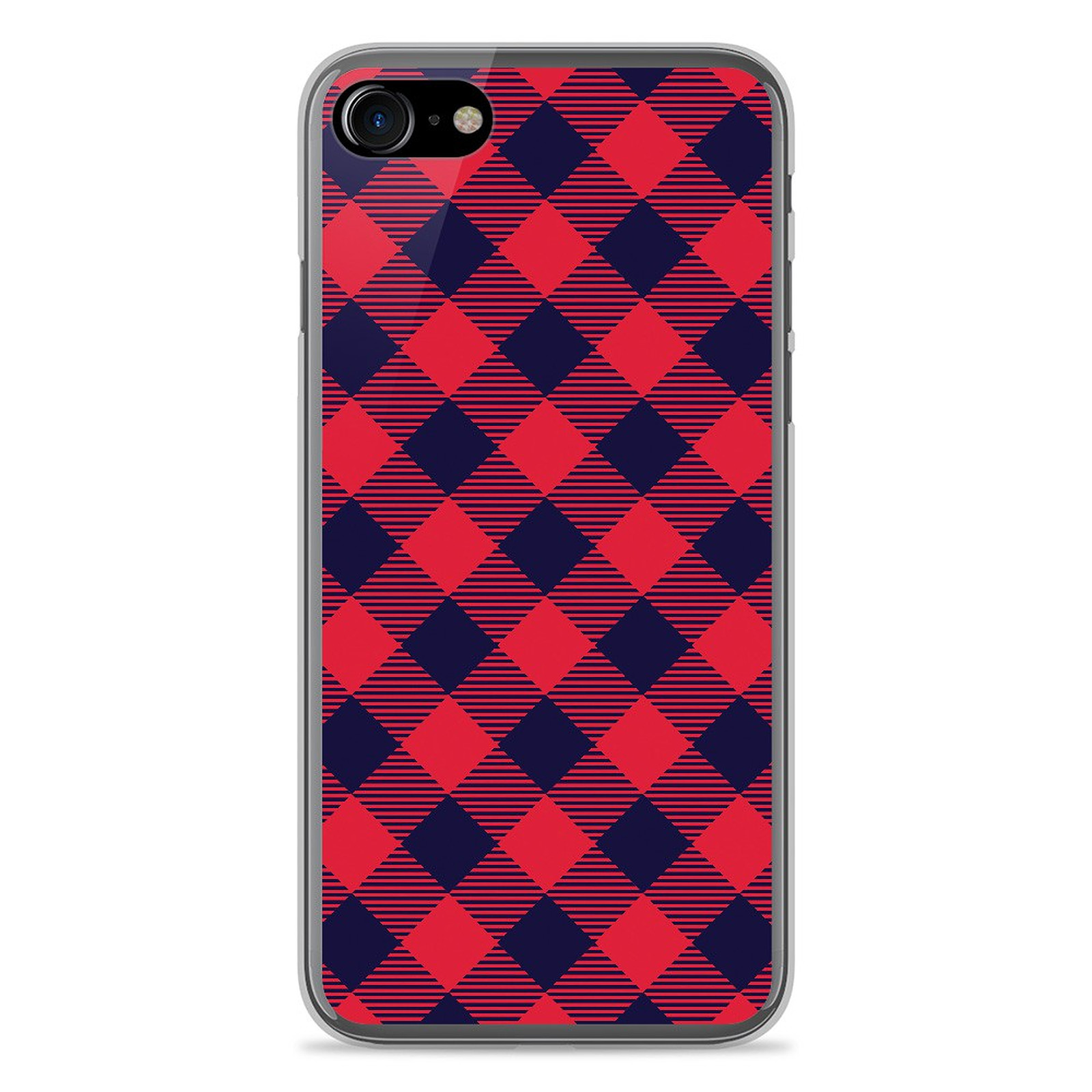 1001 Coques Coque silicone gel Apple IPhone 8 motif Tartan Rouge - Coque telephone 1001Coques