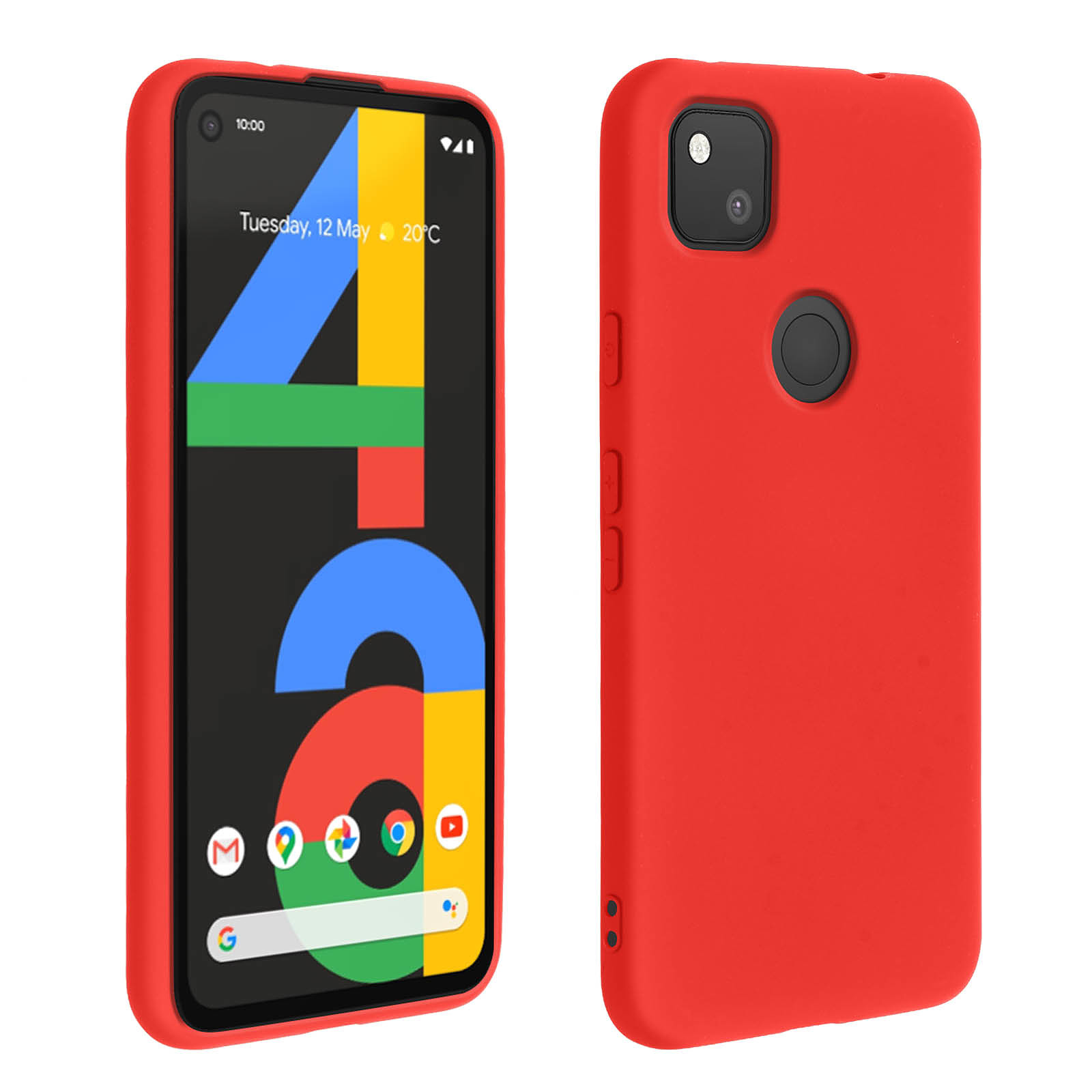 Avizar Coque pour Google Pixel 4A Silicone Semi-rigide Finition Soft Touch Rouge - Coque telephone Avizar