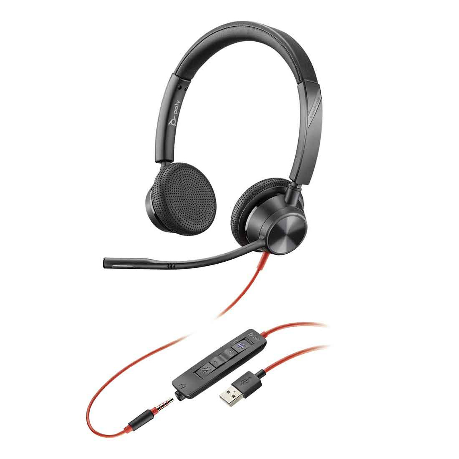 Poly Blackwire 3325 USB-A Stereo Noir - Casque telephonique Poly
