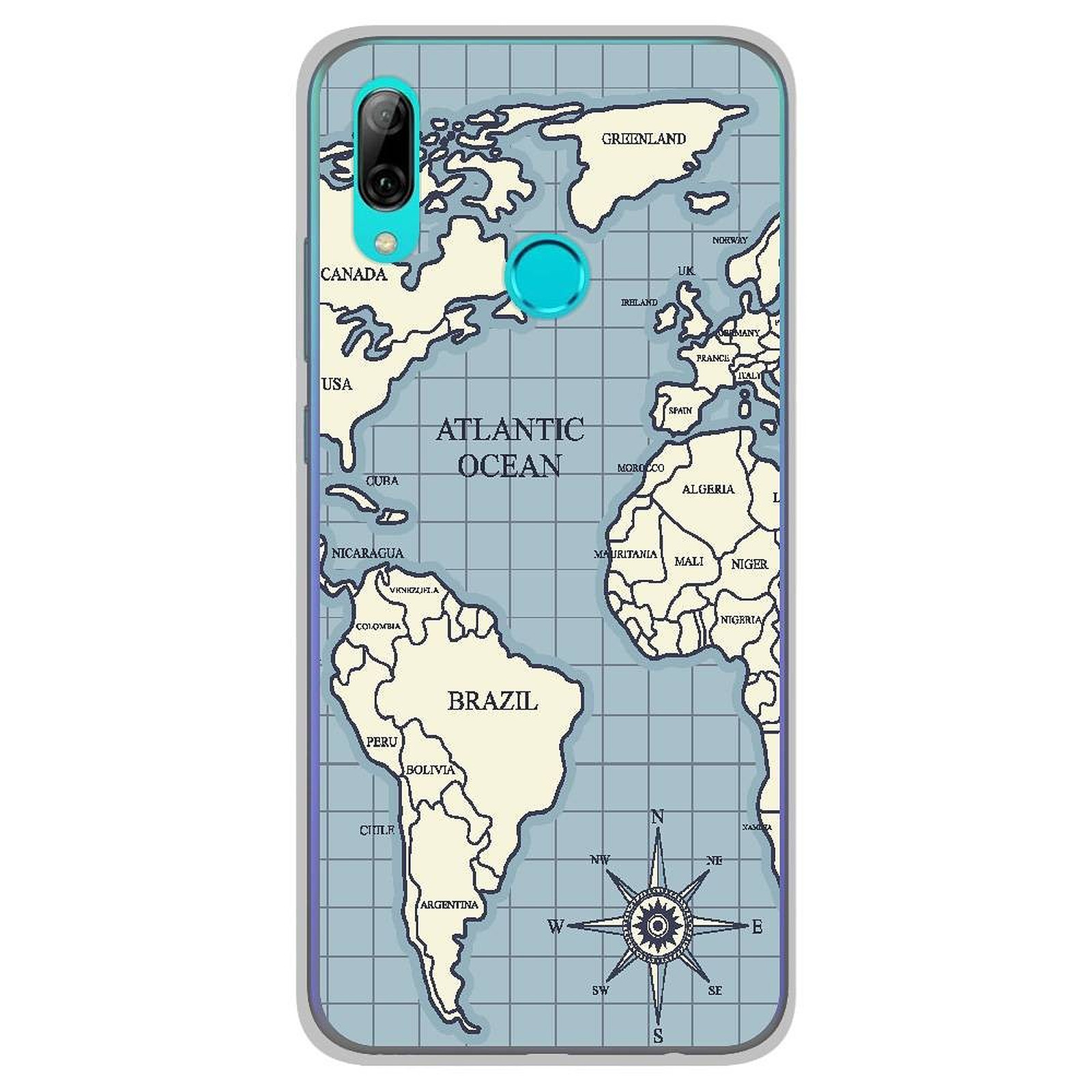 1001 Coques Coque silicone gel Huawei P Smart 2019 motif Map vintage - Coque telephone 1001Coques